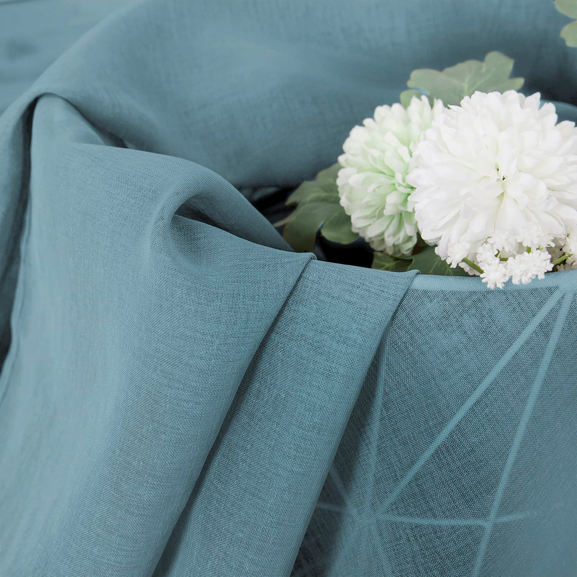 Short Sheer Curtain Living Room Linen Textured Curtains Sheer Light Filtering Voile Rod Pocket Curtain for Bedroom (2 Count)