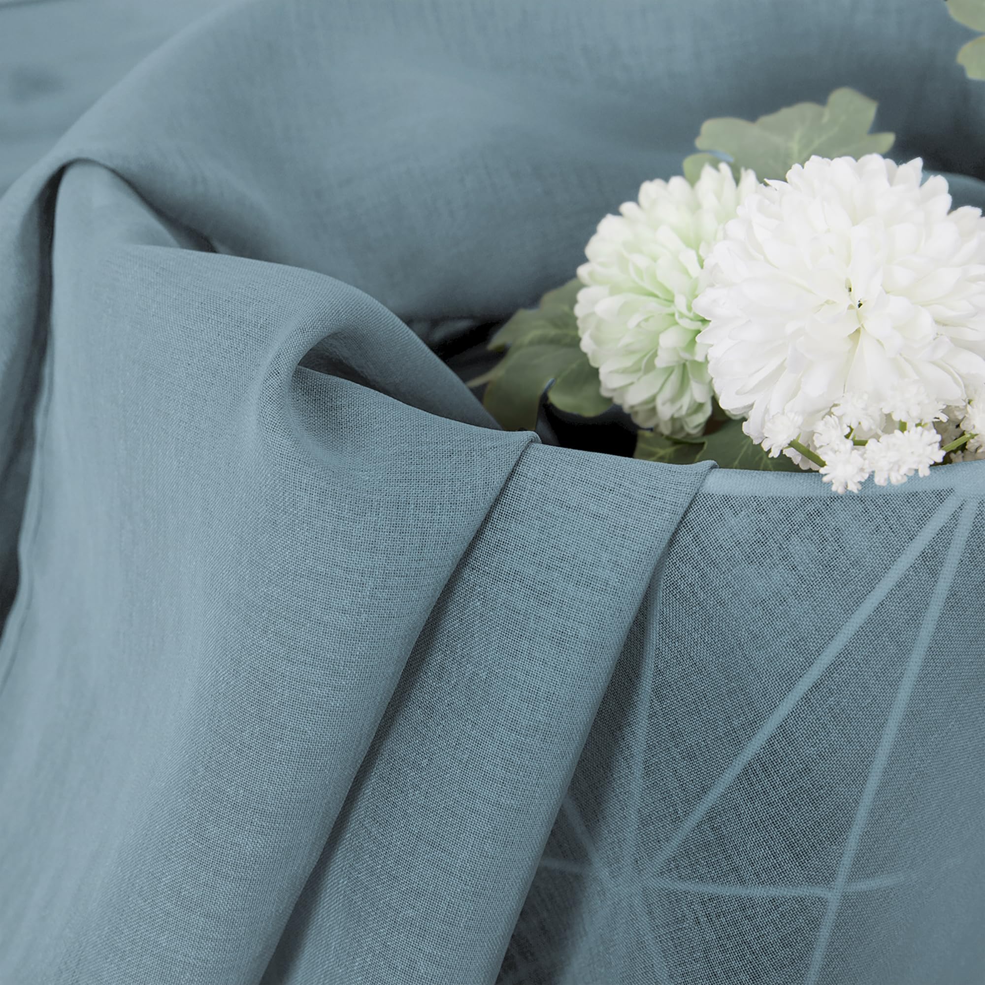 Sheer Curtains Bedroom Linen Textured Curtain Sheers Light Filtering Voile Rod Pocket Curtains for Living Room (2 Count)