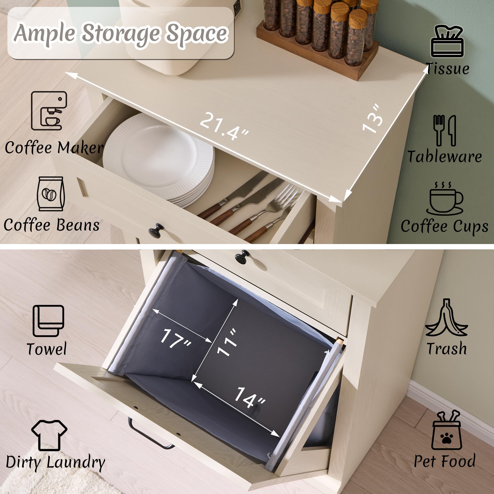 Tilt Out Laundry Hamper Cabinet