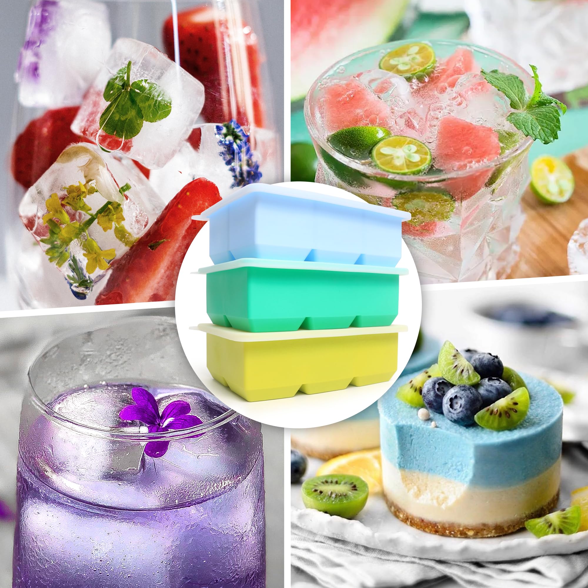 Silicone Ice Cube Trays 3 Pack (3 Count)