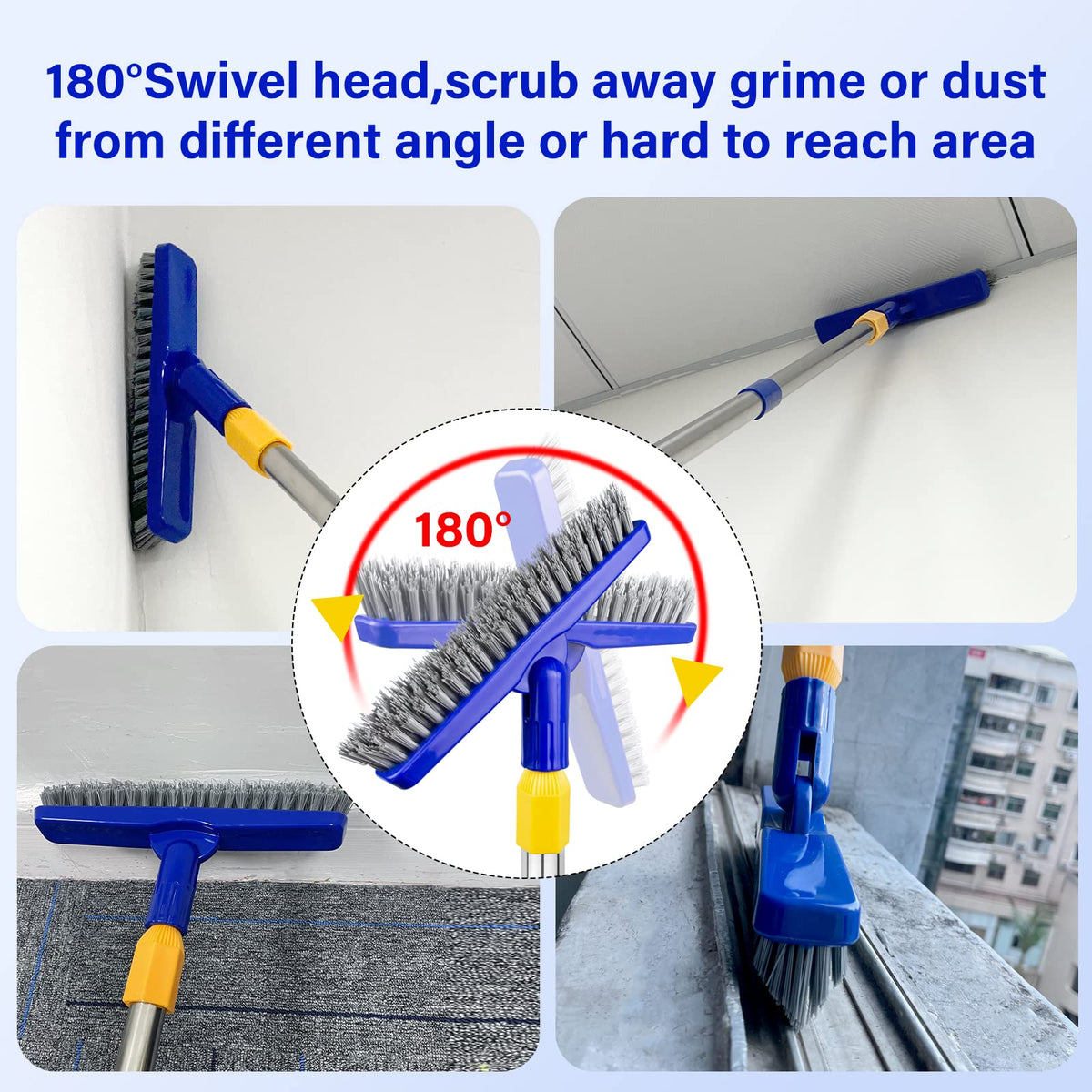 Grout Brush with Long Adjustable Handle
