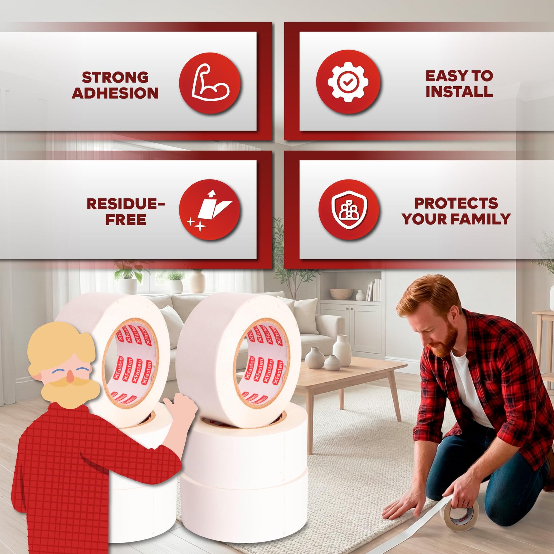 Double Sided Carpet Tape for Area Rugs