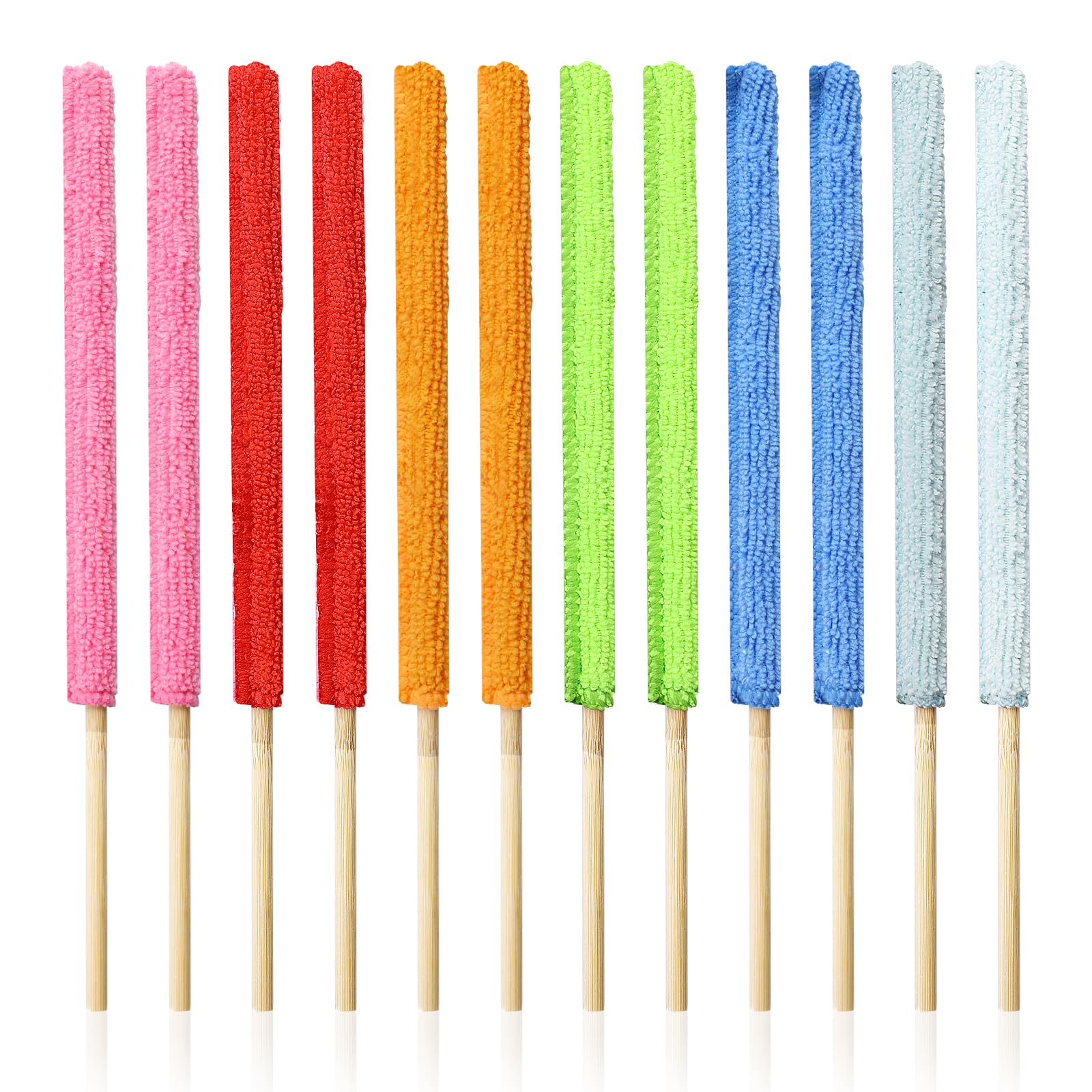 12 Pcs Microfiber Detail Duster Sticks Fan Cleaning Brush Crevice Cleaning Tool AC Vent Cleaner Mini Split Cleaning Kit Fan Blade Cleaner Dusters for Cleaning Home Car Window Blind (12 Count)