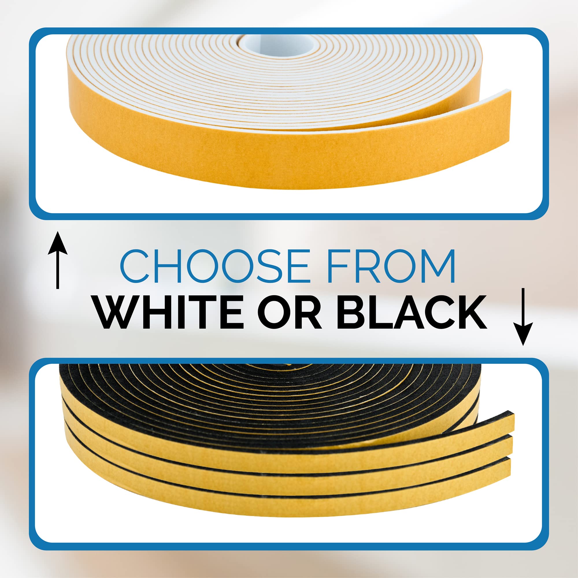 High Density Foam Weather Stripping Door Seal Strip Insulation Tape Roll for Insulating Door Frame (13 Foot)