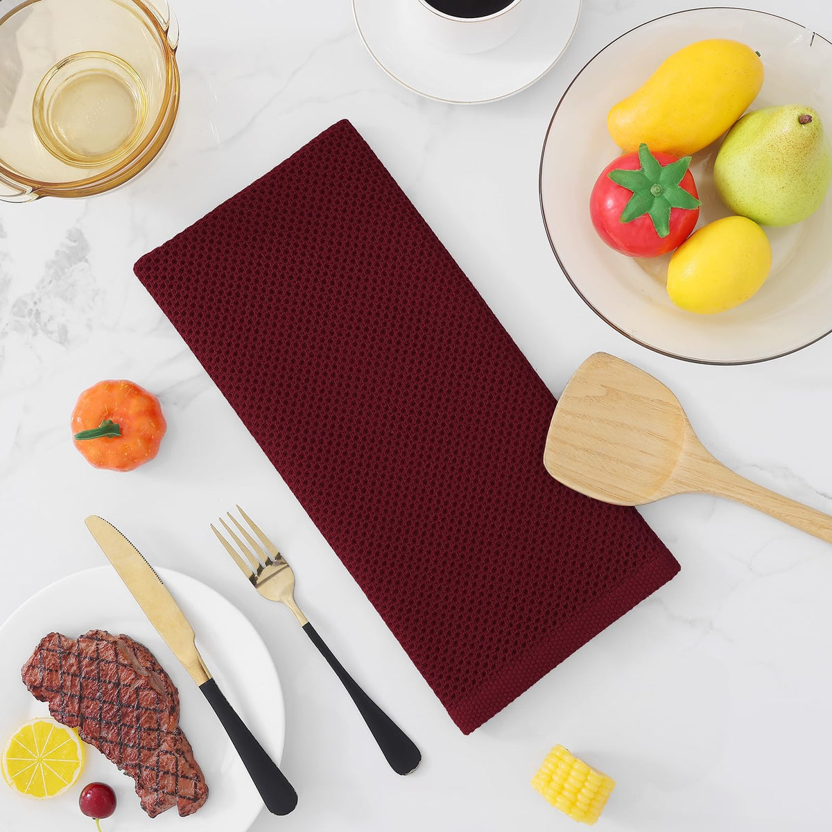 100% Cotton Waffle Weave Kitchen Dish Towels 24 (24 Count)