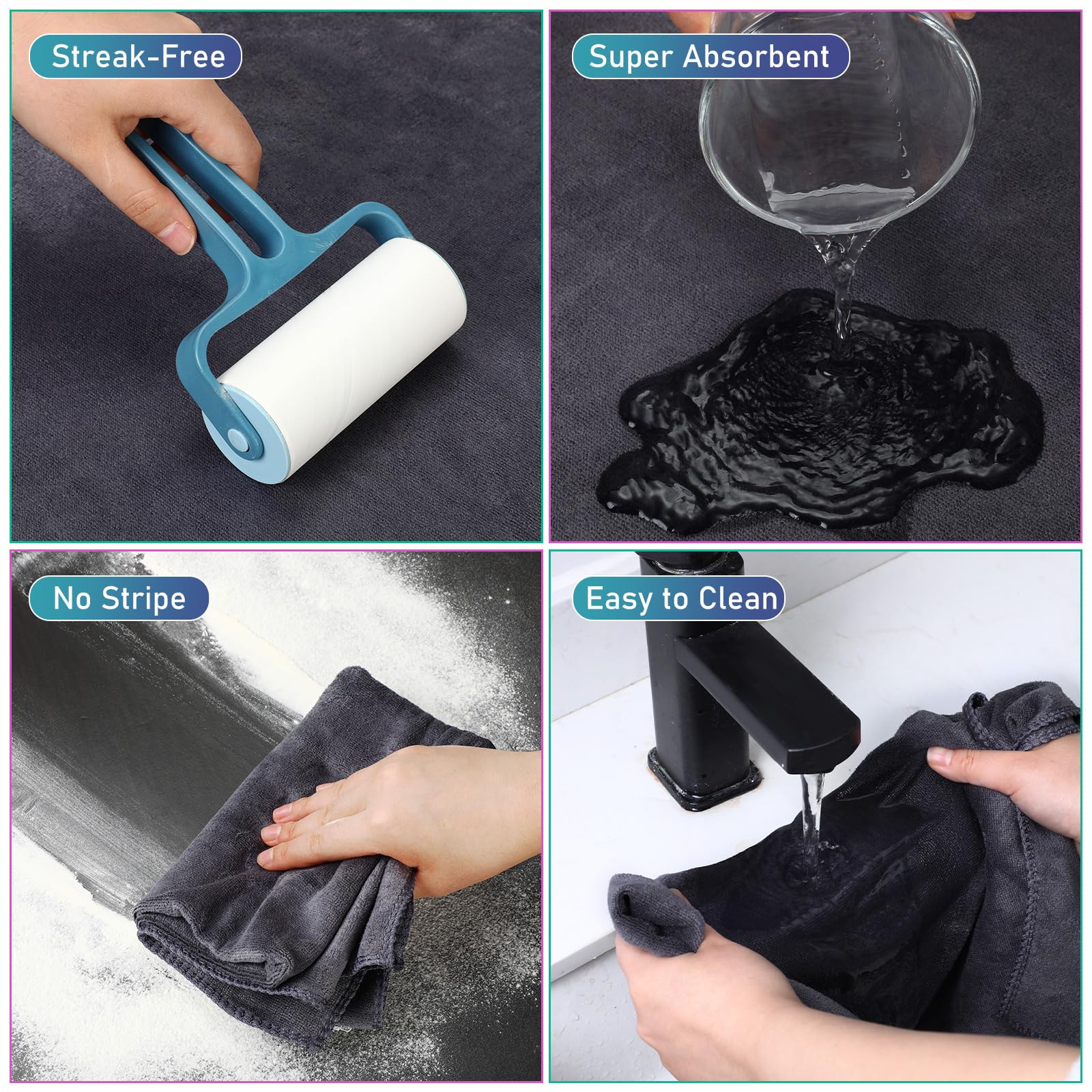 6 Pcs Extra Large Microfiber Cleaning Cloth 30" x 20" Washable Reusable Microfiber Towel Streak Free Lint Free Cloth for Cleaning Home Glass Office Window Bathrooms (6 Count)