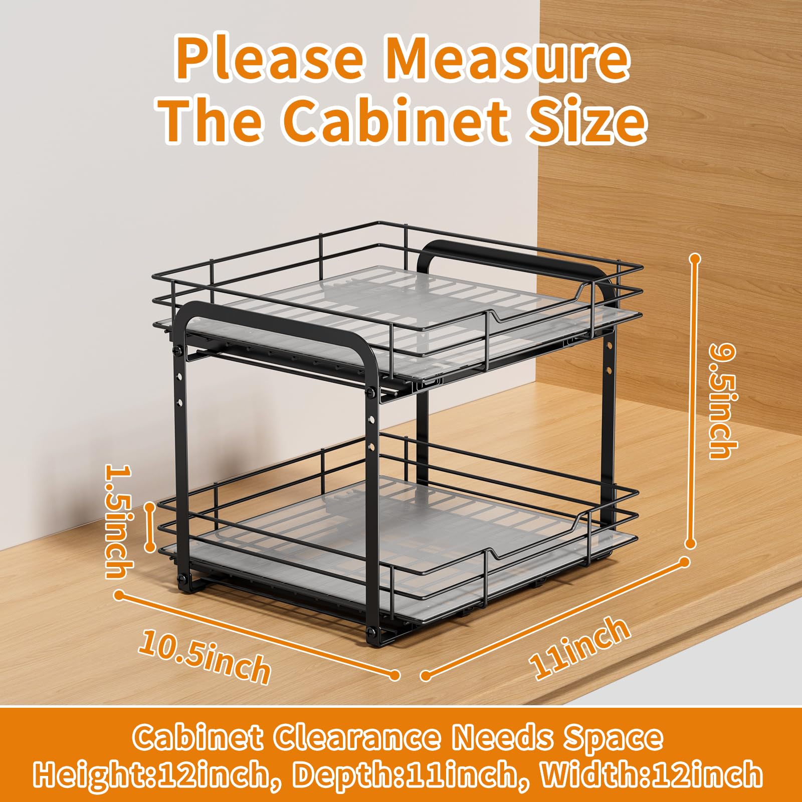 2 Tier Pull Out Spice Rack Organizer for Cabinet