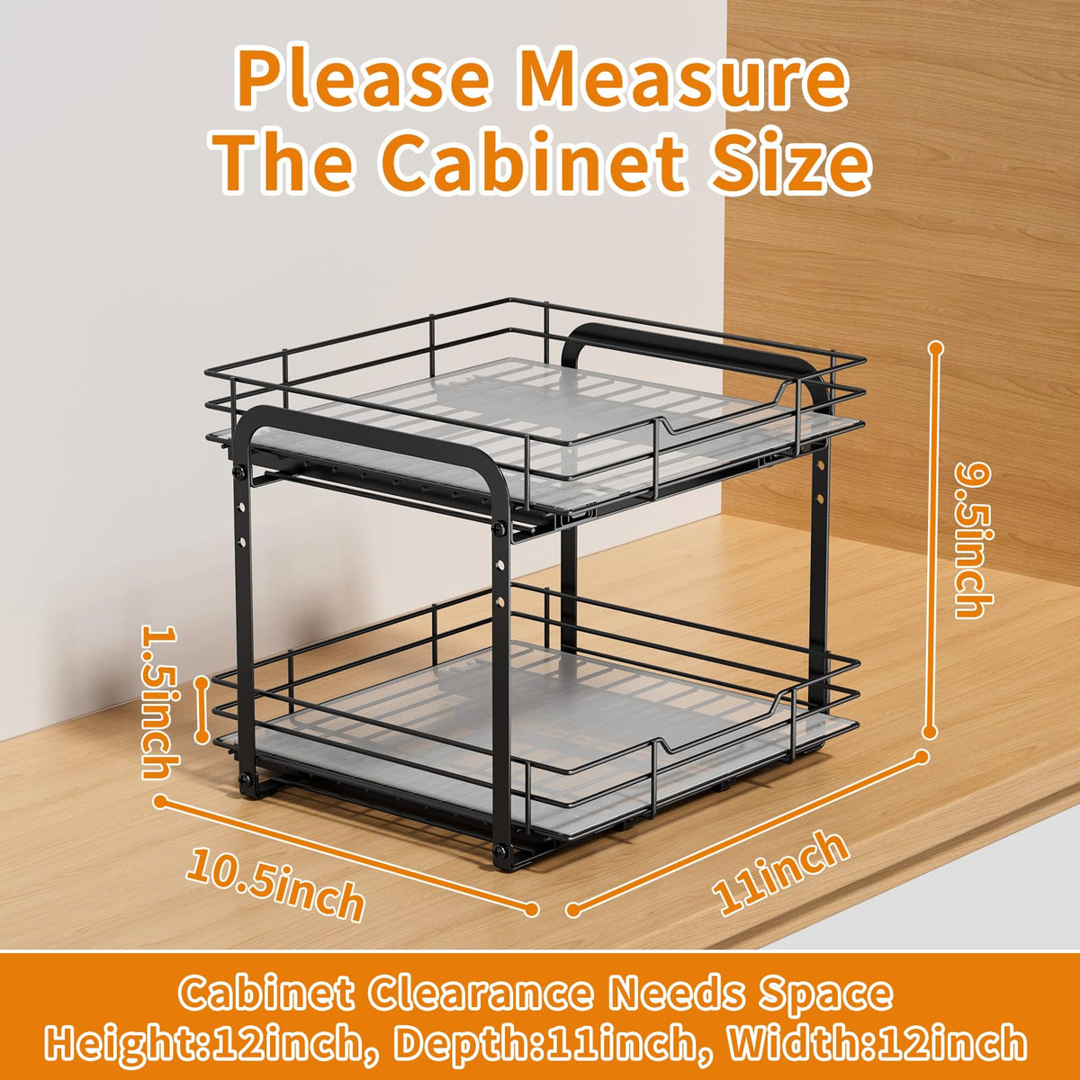 2 Tier Pull Out Spice Rack Organizer for Cabinet