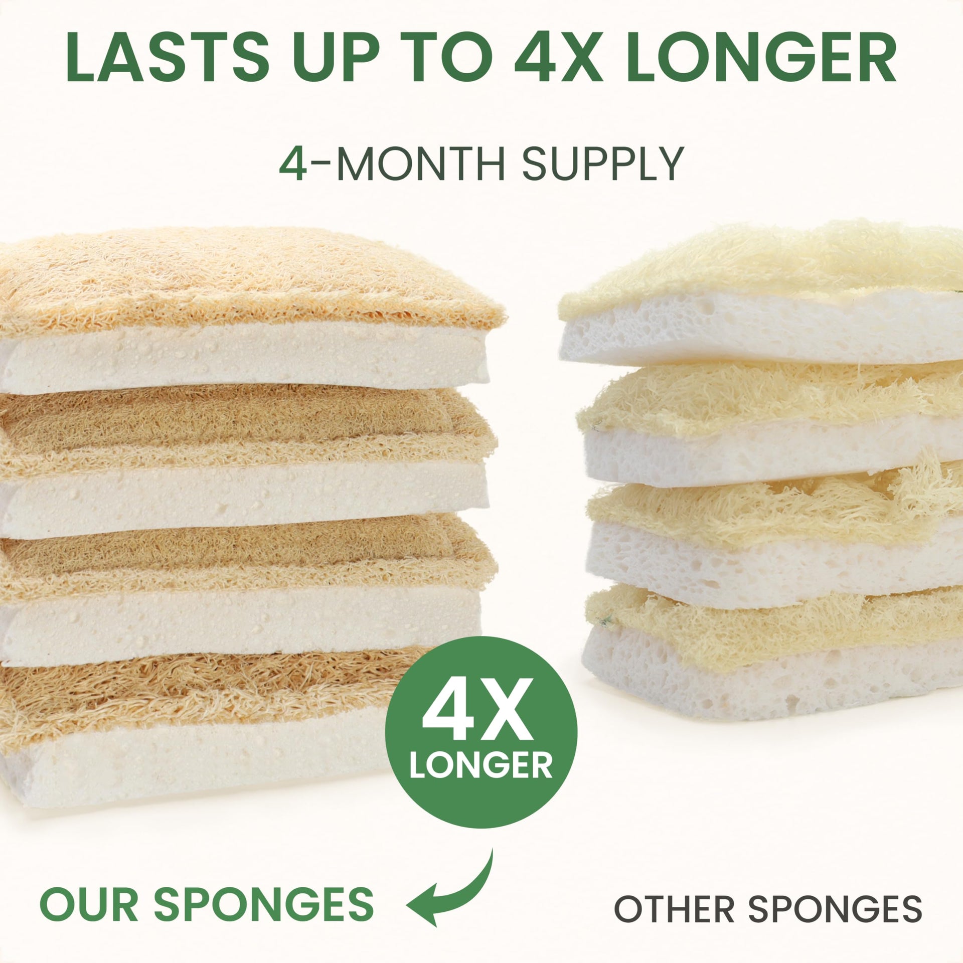 Natural Kitchen Sponges (4 Count)