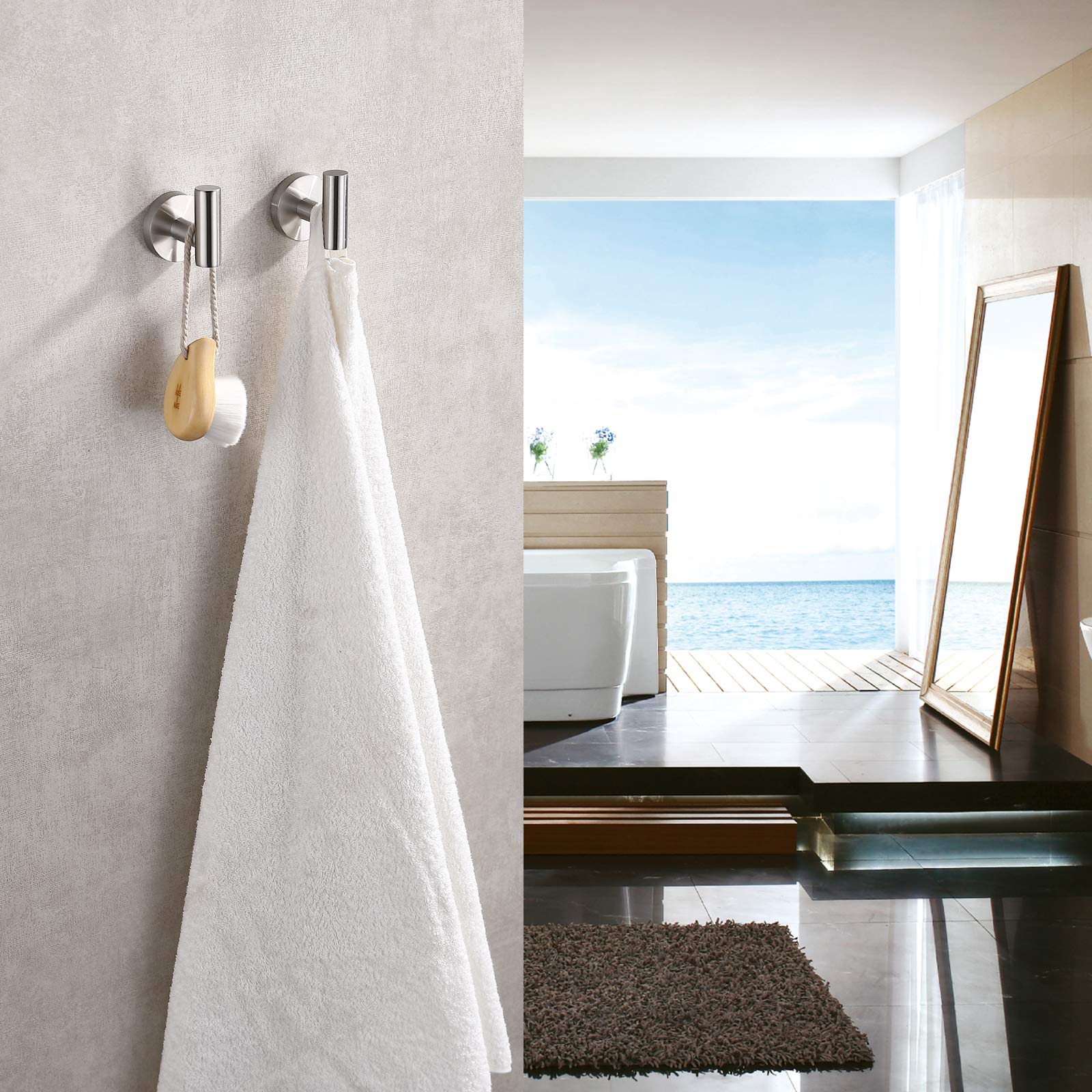 Bathroom Towel Hooks Brushed Nickel (2 Count)
