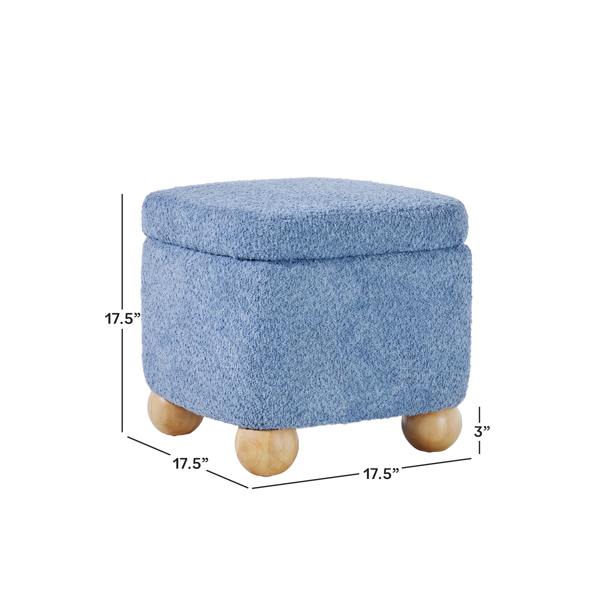 Linley Contemporary Small Storage Bouclé Ottoman with Wood Legs
