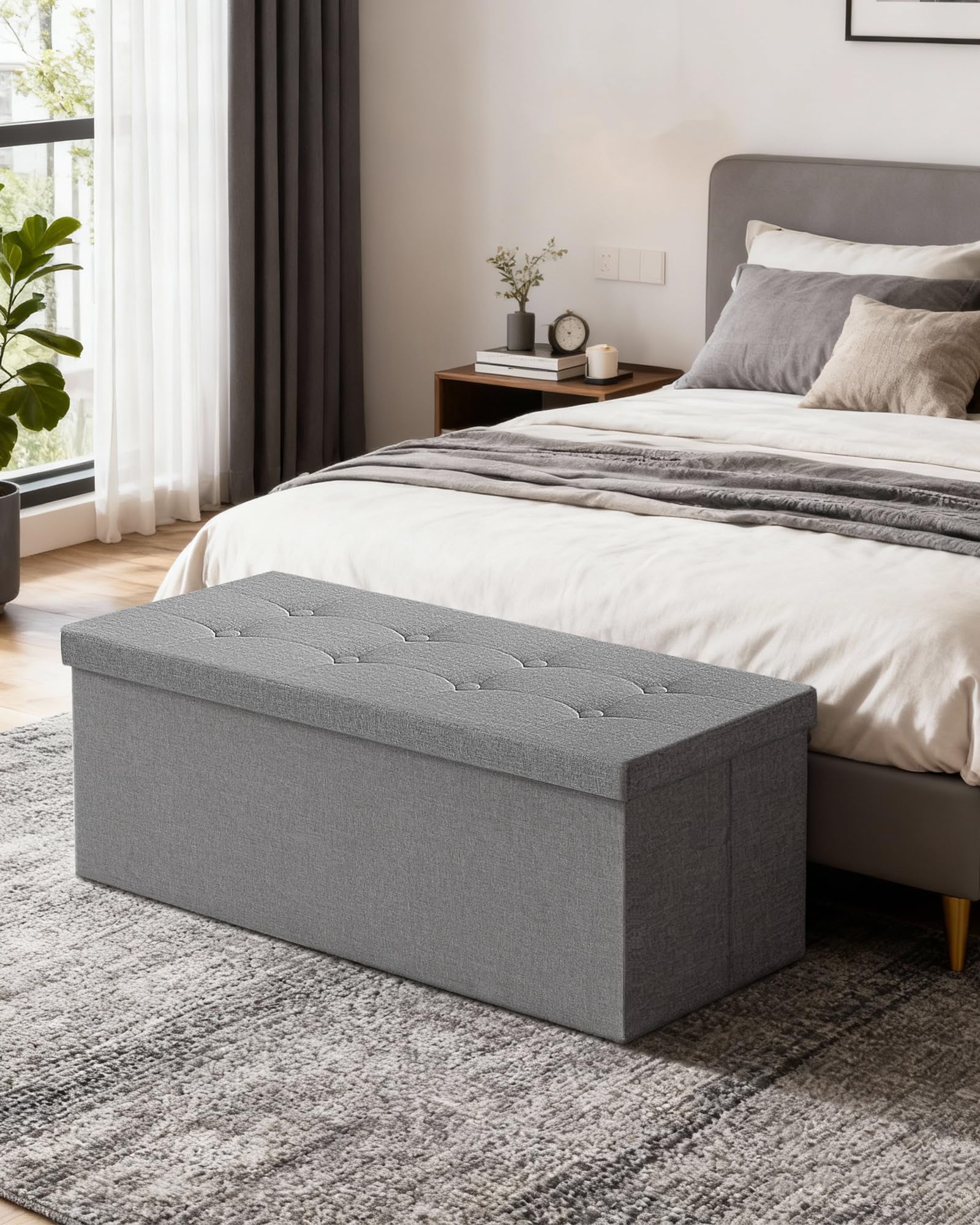 43 Inches Folding Storage Ottoman Bench