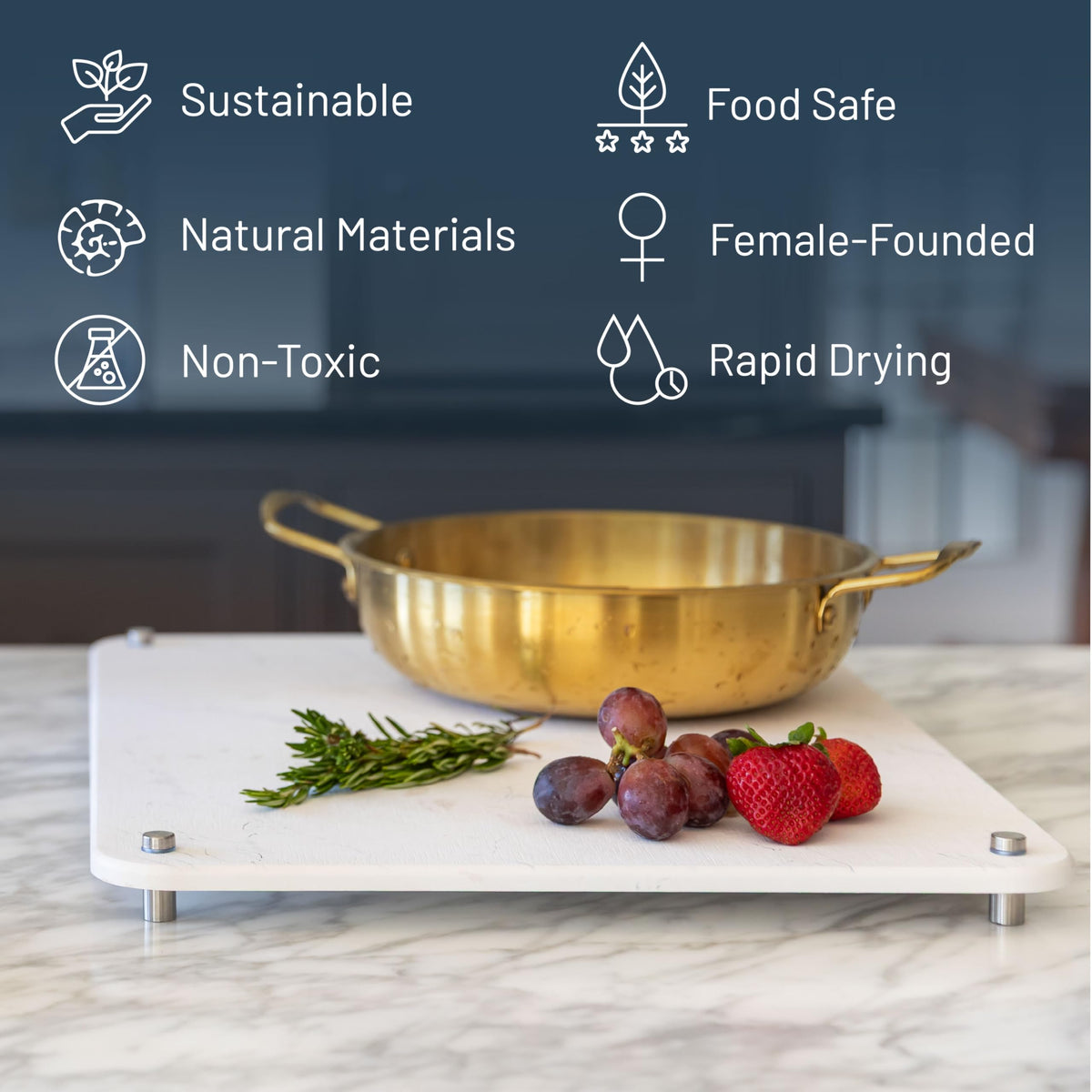 LARGE White Stone Dish Drying Mat for Kitchen Counter