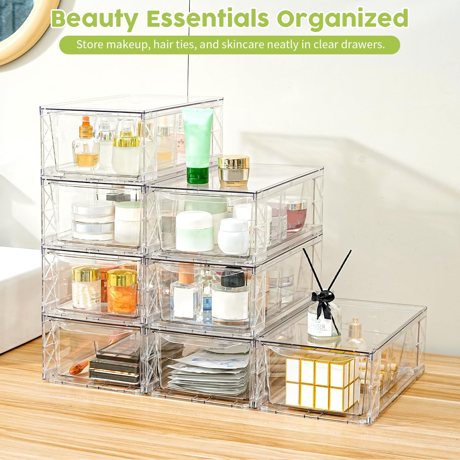 8 Pack Acrylic Storage Drawers (8 Count)
