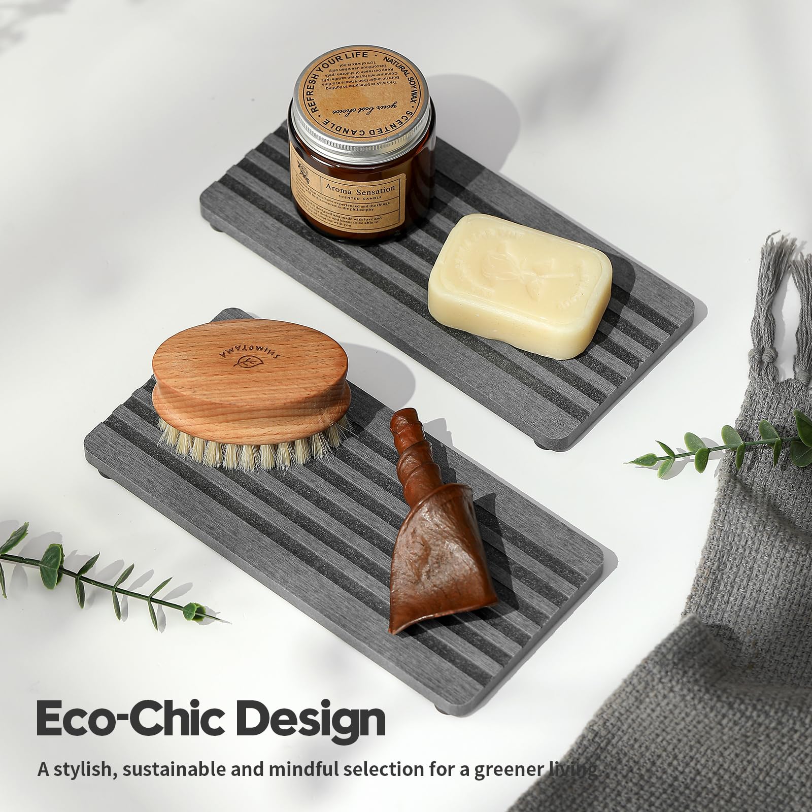 2PCS Diatomite Quick Stone Drying Tray Mat For Bathroom & Kitchen Counter (2 Count)