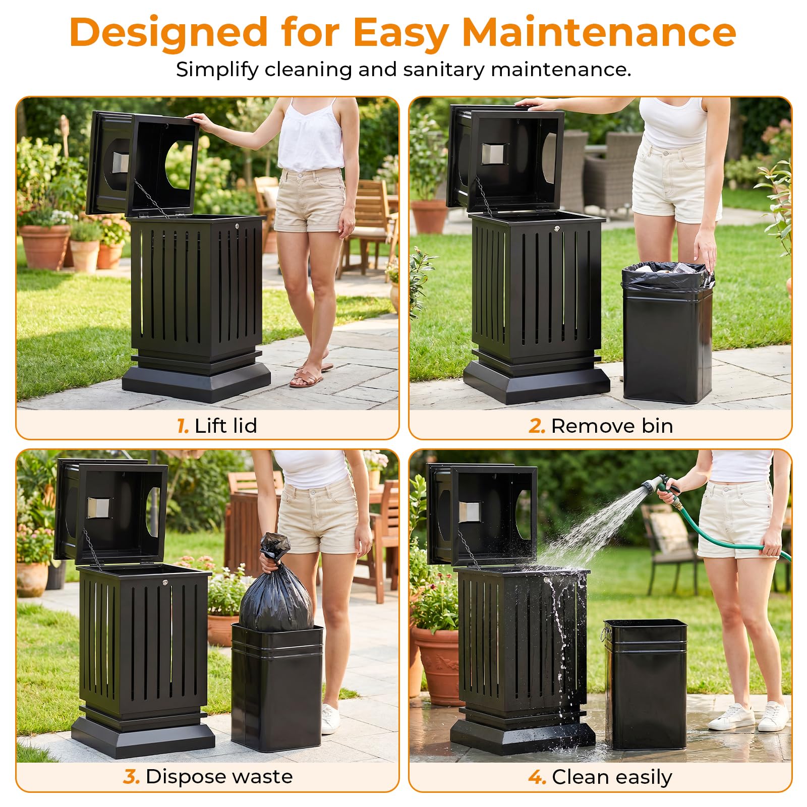 Commercial Outdoor Trash Can with Lid