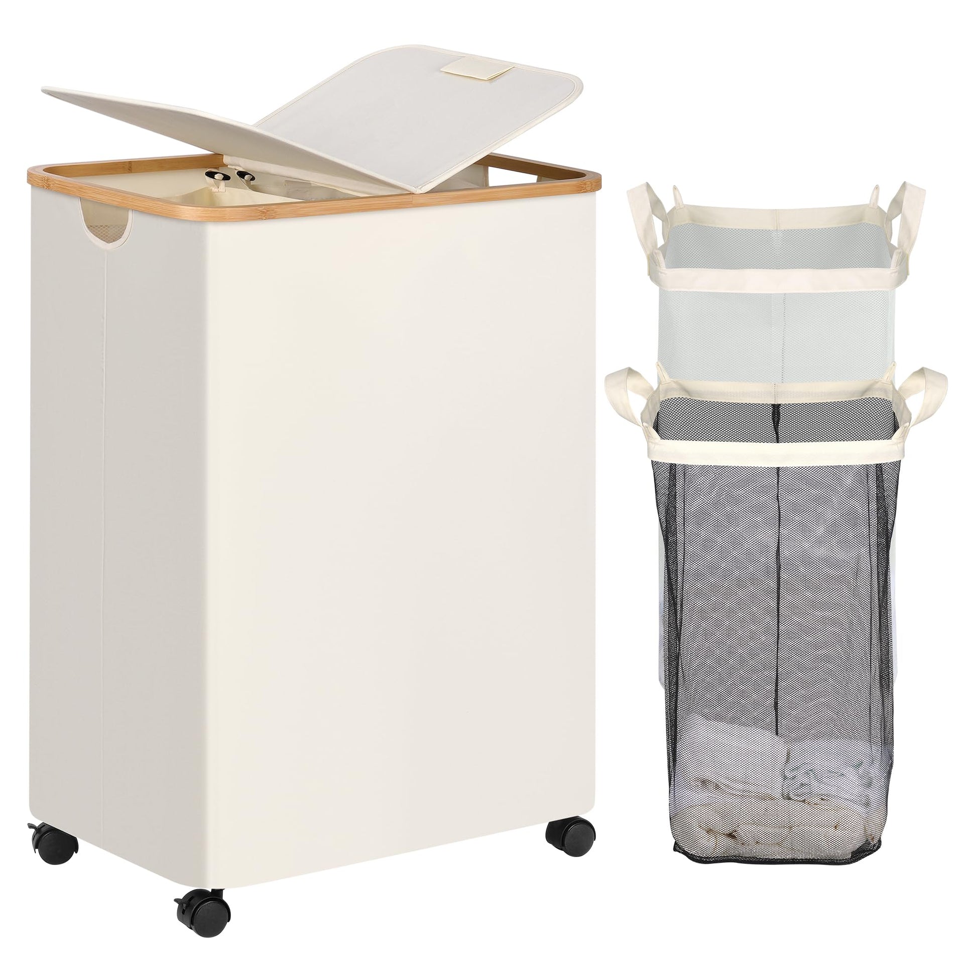 Double Laundry Hamper with Wheels