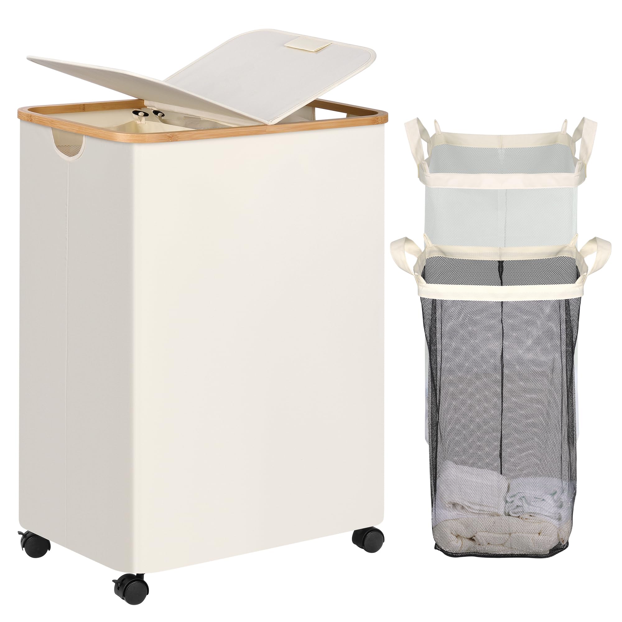 Double Laundry Hamper with Wheels