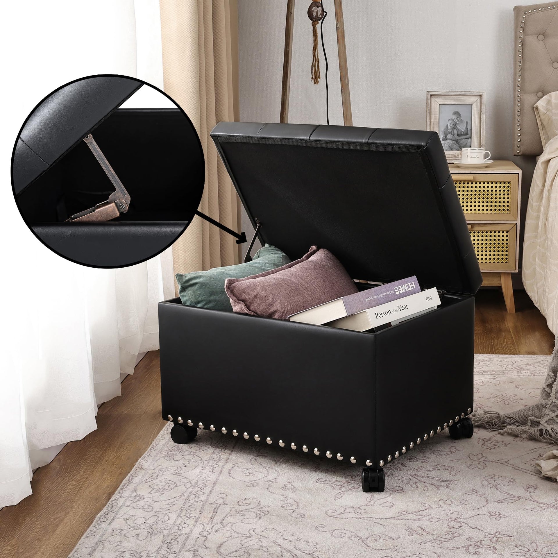 Leather Storage Ottoman
