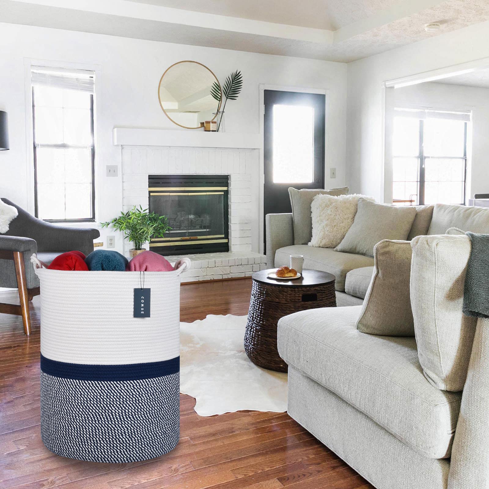 Tall Woven Blanket & Laundry Basket