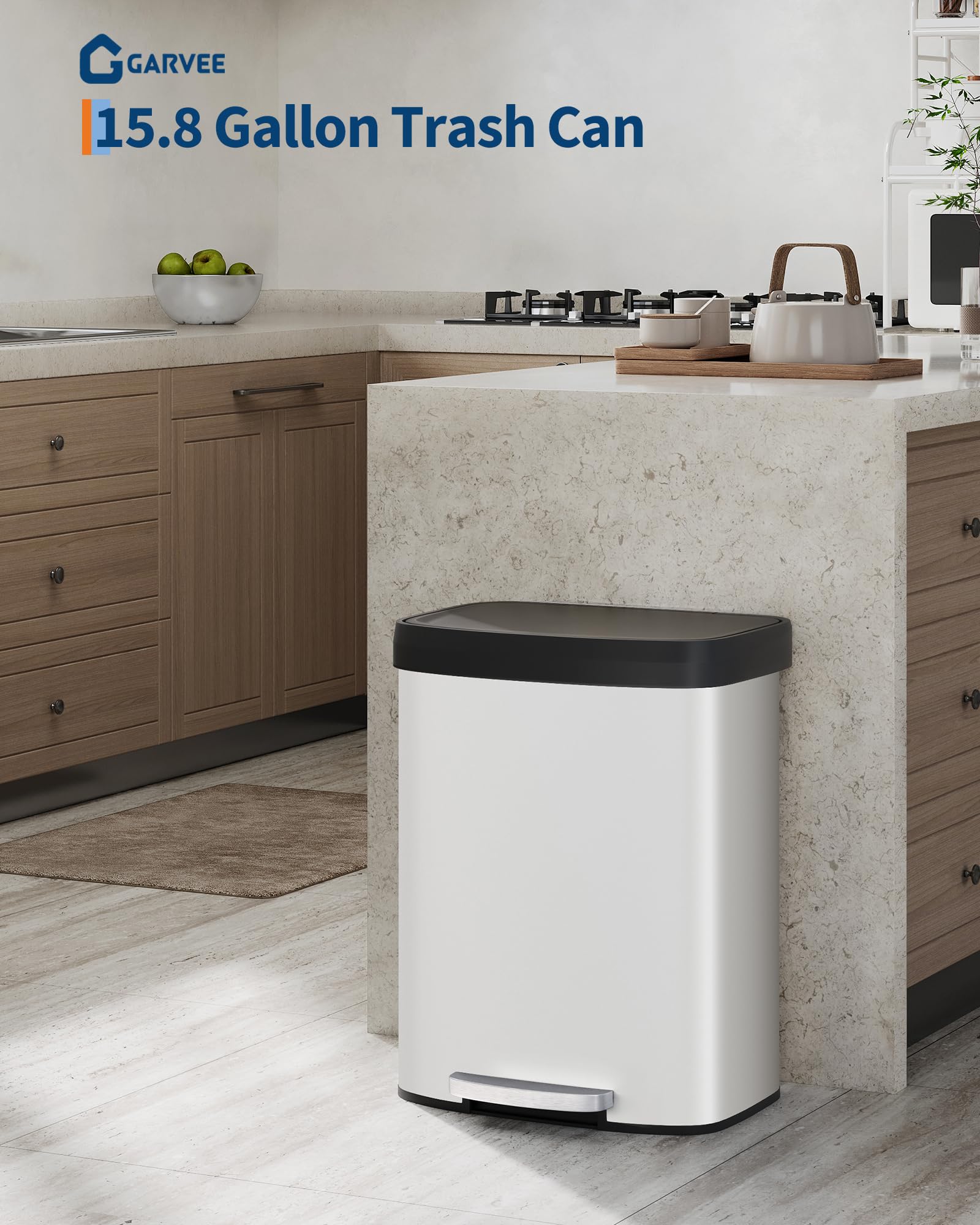 16 gal 60 L Metal Trash Can with Lid
