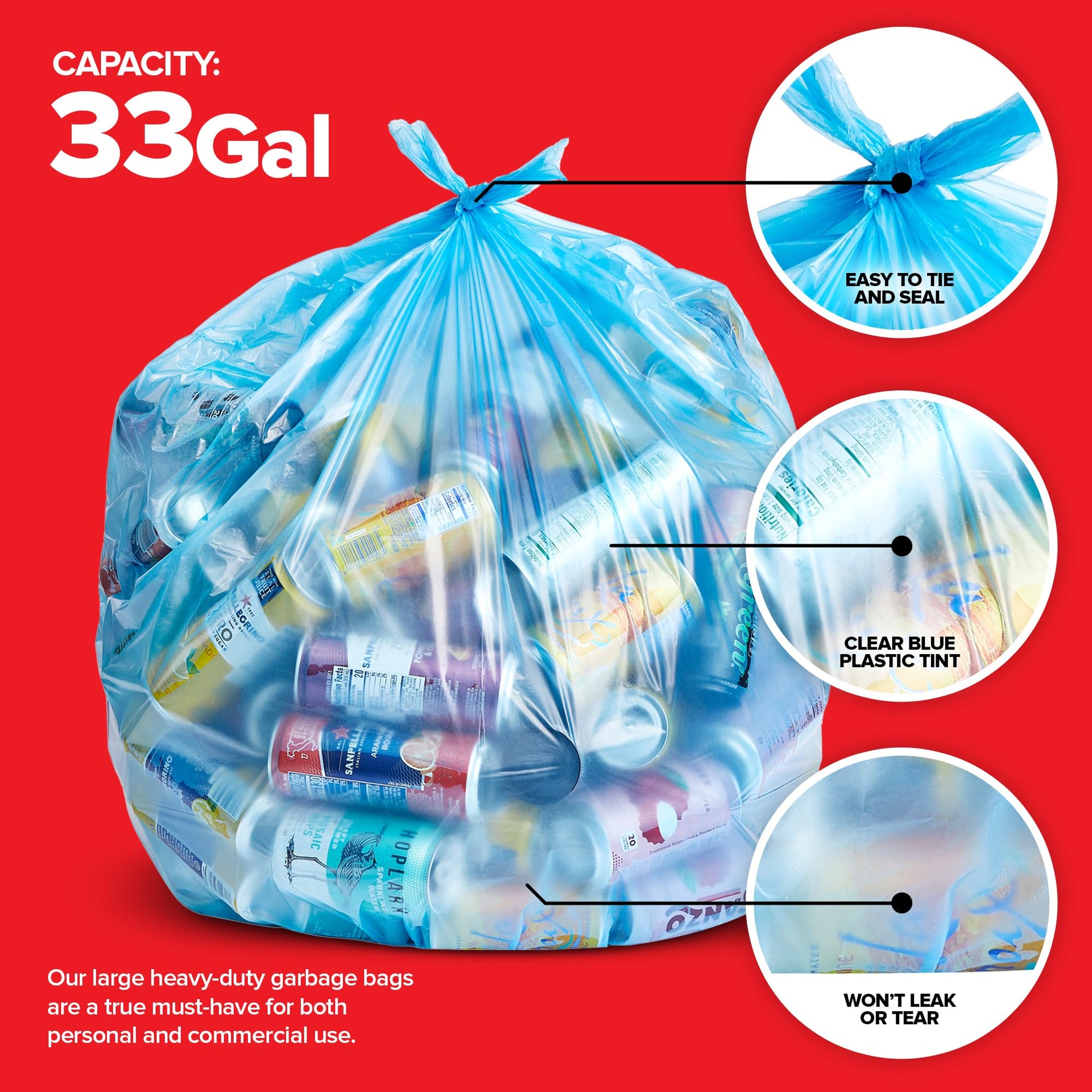 Heavy Duty Blue Recycling Bags (120 Count)