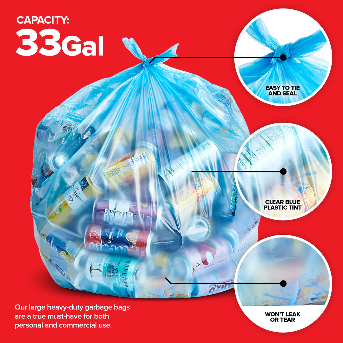 Heavy Duty Blue Recycling Bags (60 Count)