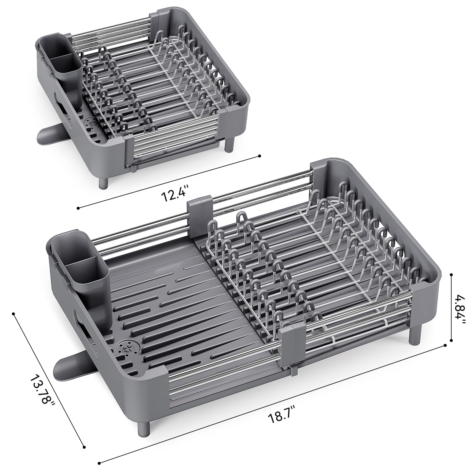Extendable Stainless Dish Drying Rack for Kitchen Counter