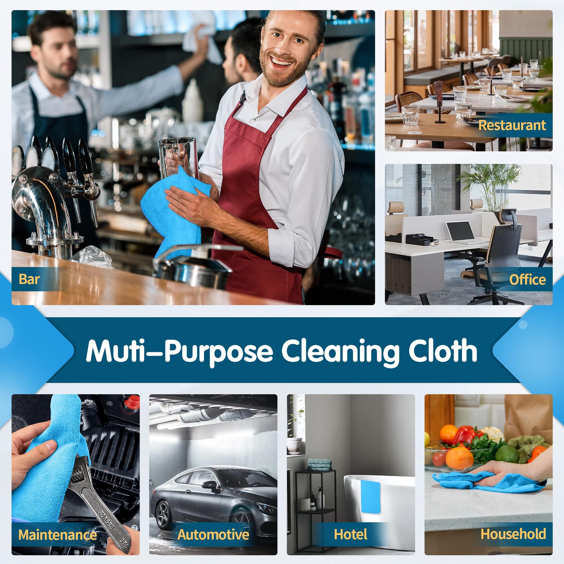 Blue Microfiber Cleaning Cloth (12 Count)