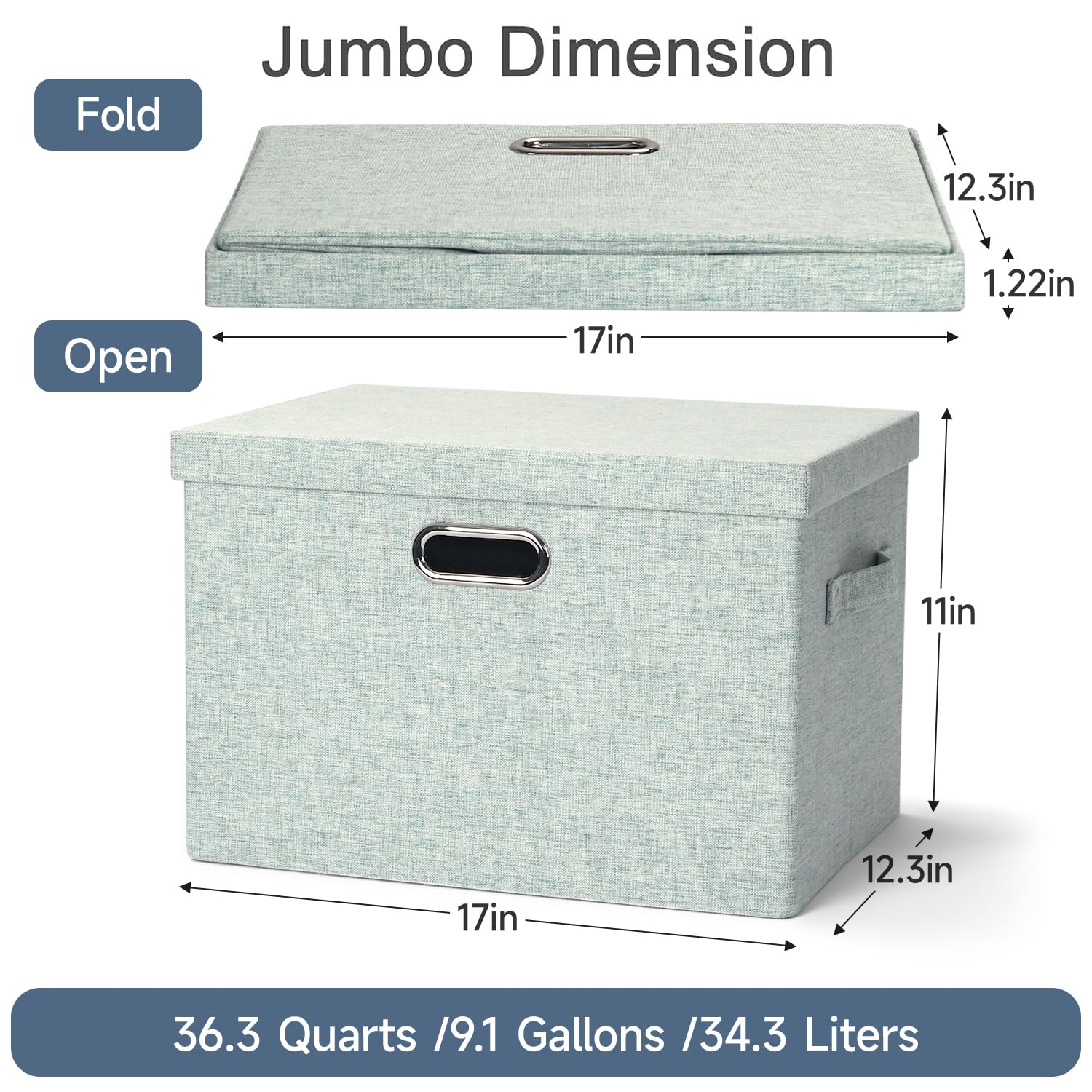 Storage Bins with Lids Fabric Closet Organizers Cubes Office Organization (3 Count)