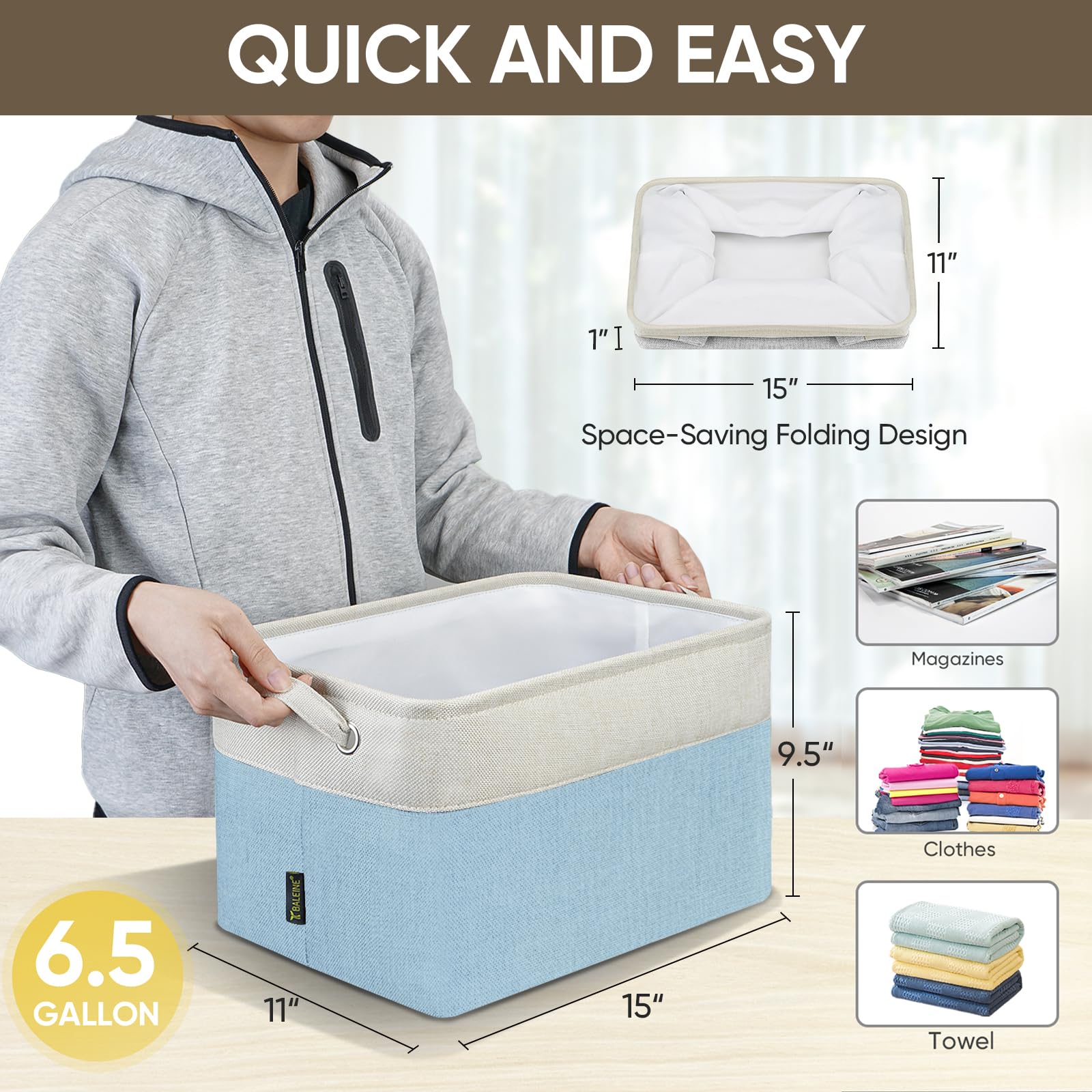3 Pack Fabric Closet Storage Bins for Shelves (3 Count)
