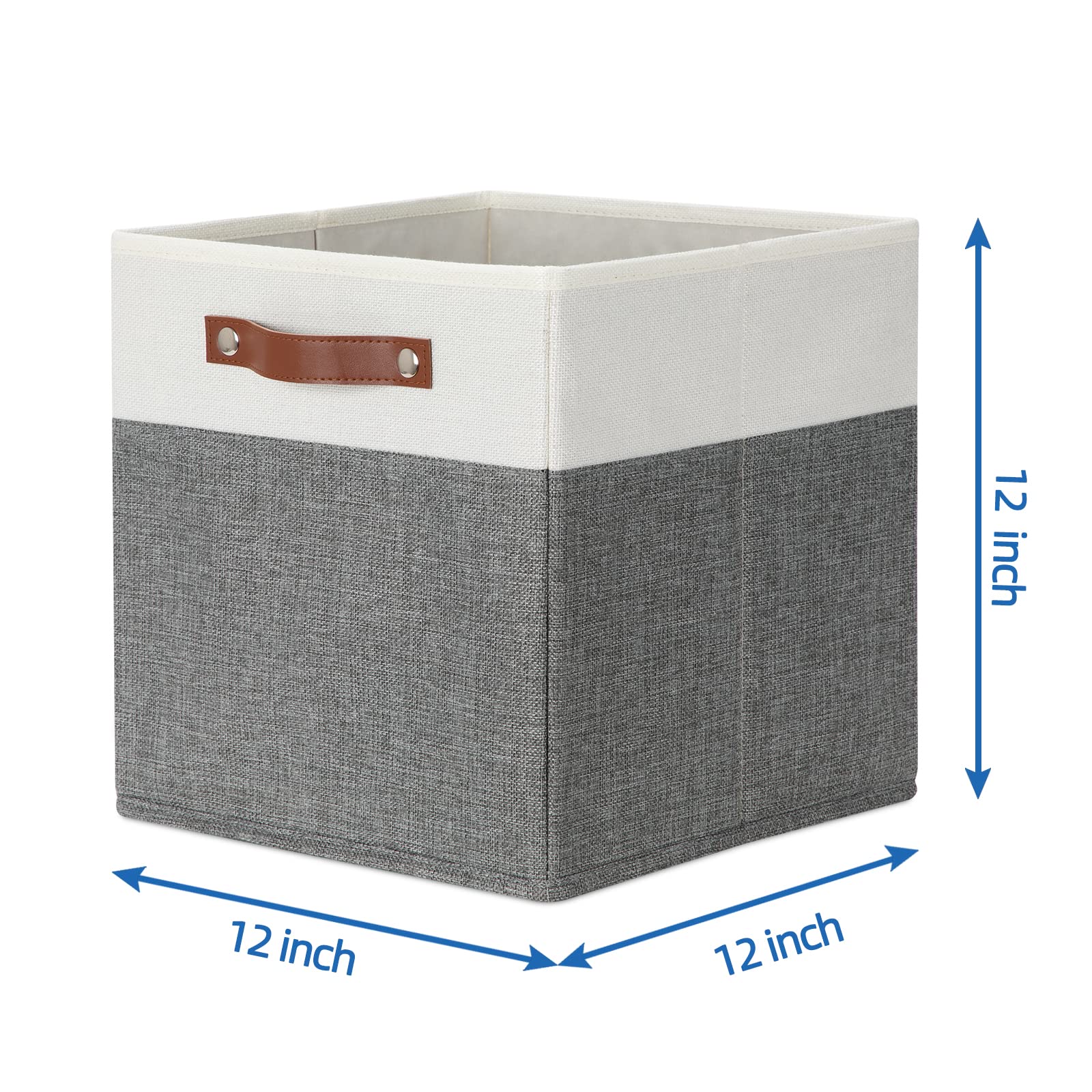 Storage Cubes 12x12 Fabric Cube Storage Bins Foldable Storage Baskets with Handles (4 Count)