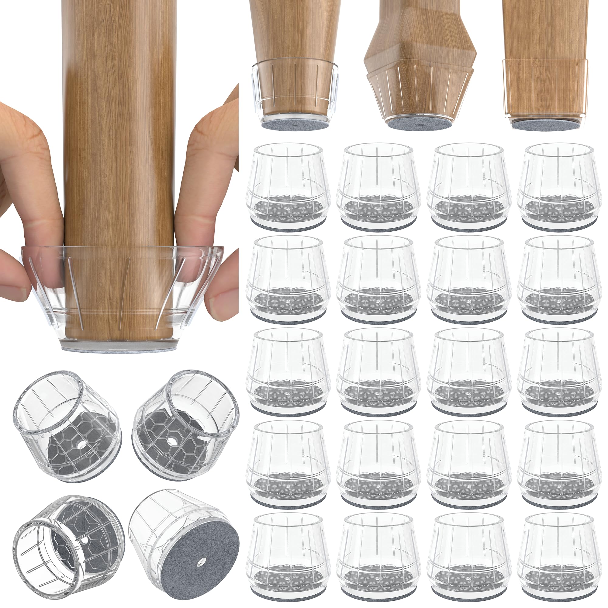 24PCS Silicone Chair Leg Floor Protectors for Hardwood Floors (24 Count)