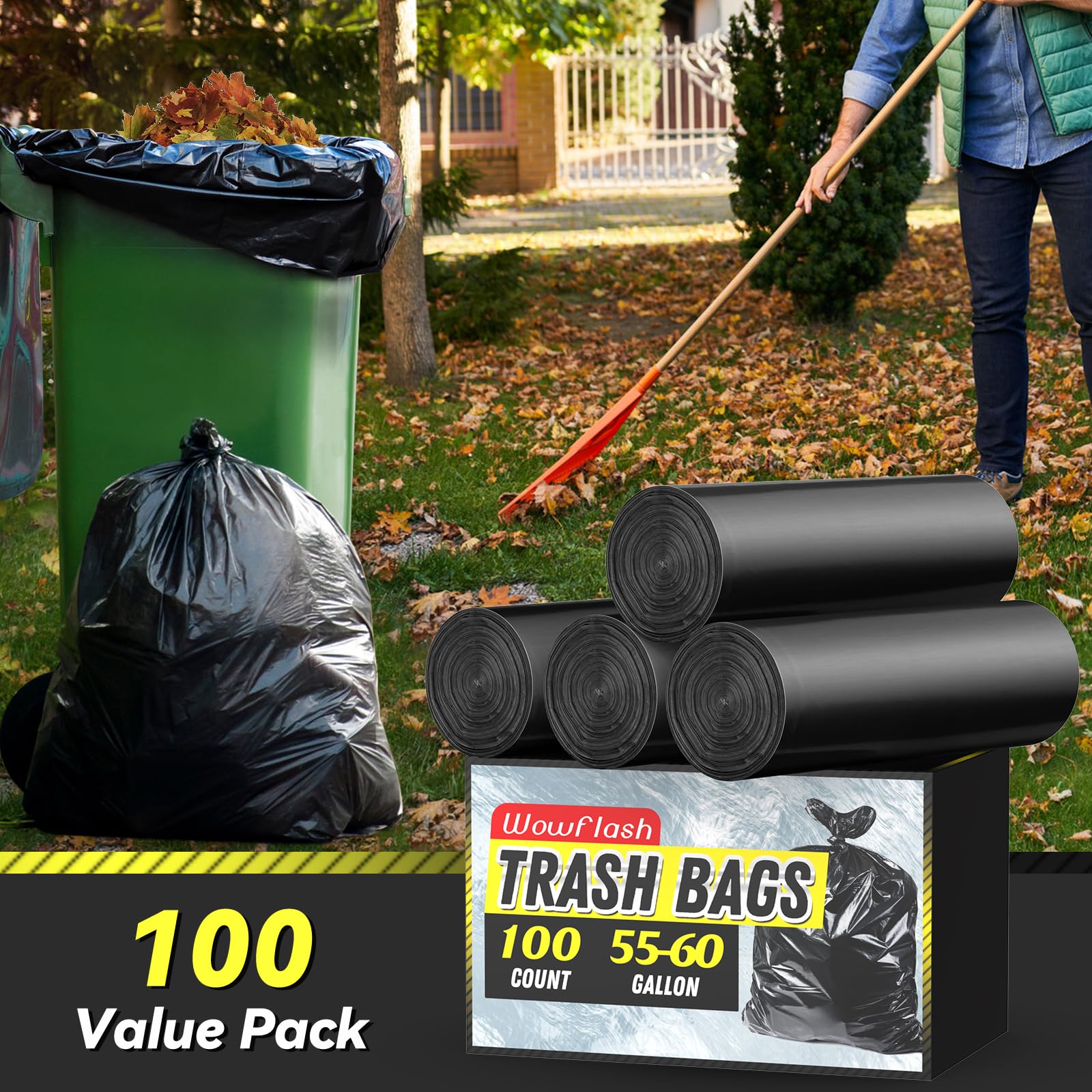 100 Count 55 60 Gallon Trash Bags