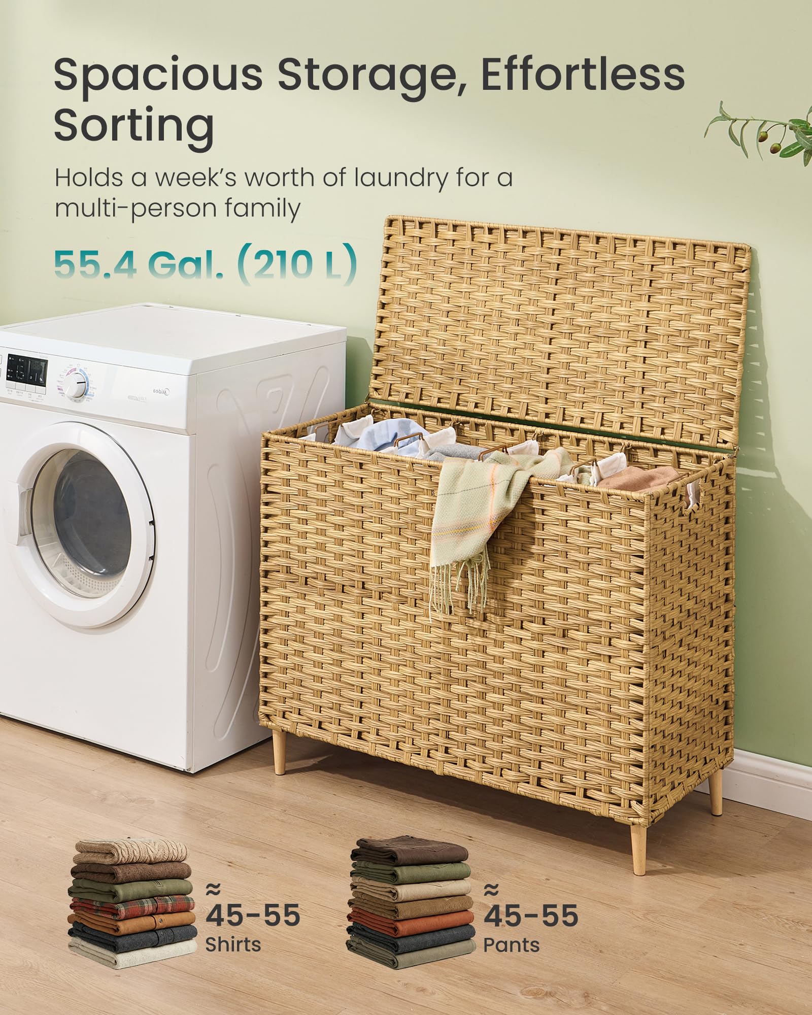 4 Section Laundry Hamper with Lid