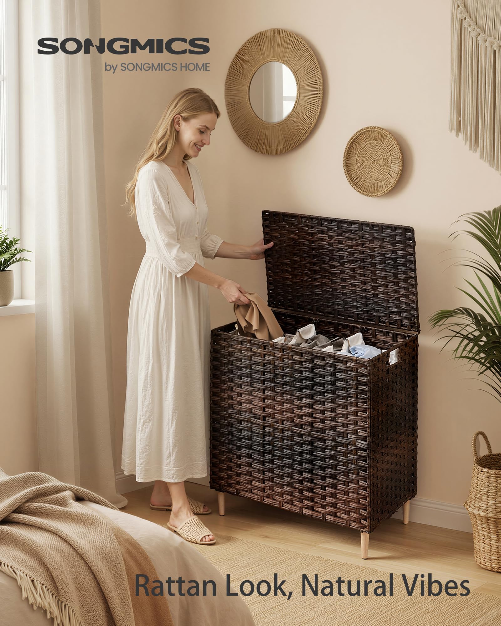 3 Section Laundry Hamper with Lid