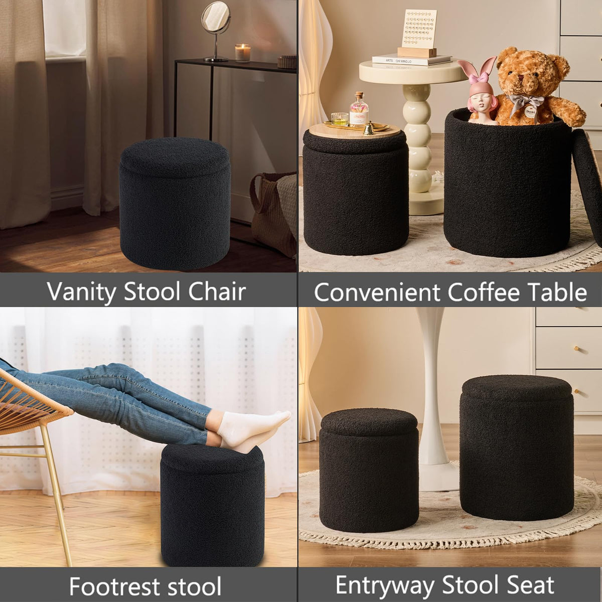 Set of 2 Round Storage Ottoman (2 Count)