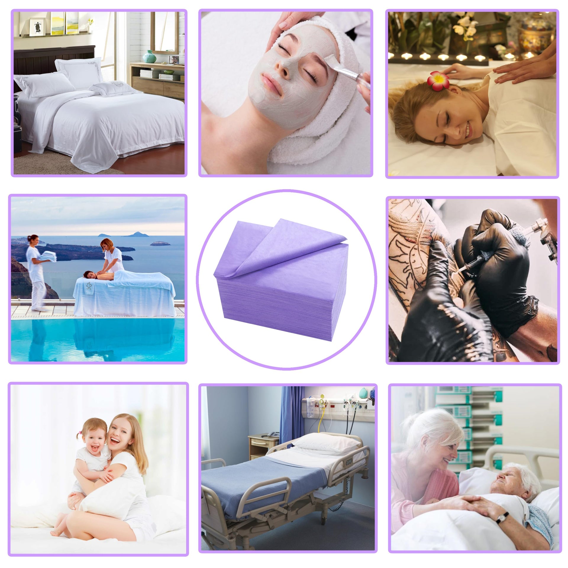 Disposable Bed Sheets 200 Pcs 31" x 71" Massage Table Sheets Non Woven Fabric SPA Bed Cover Breathable for Massage Beauty Tattoos (200 Count)
