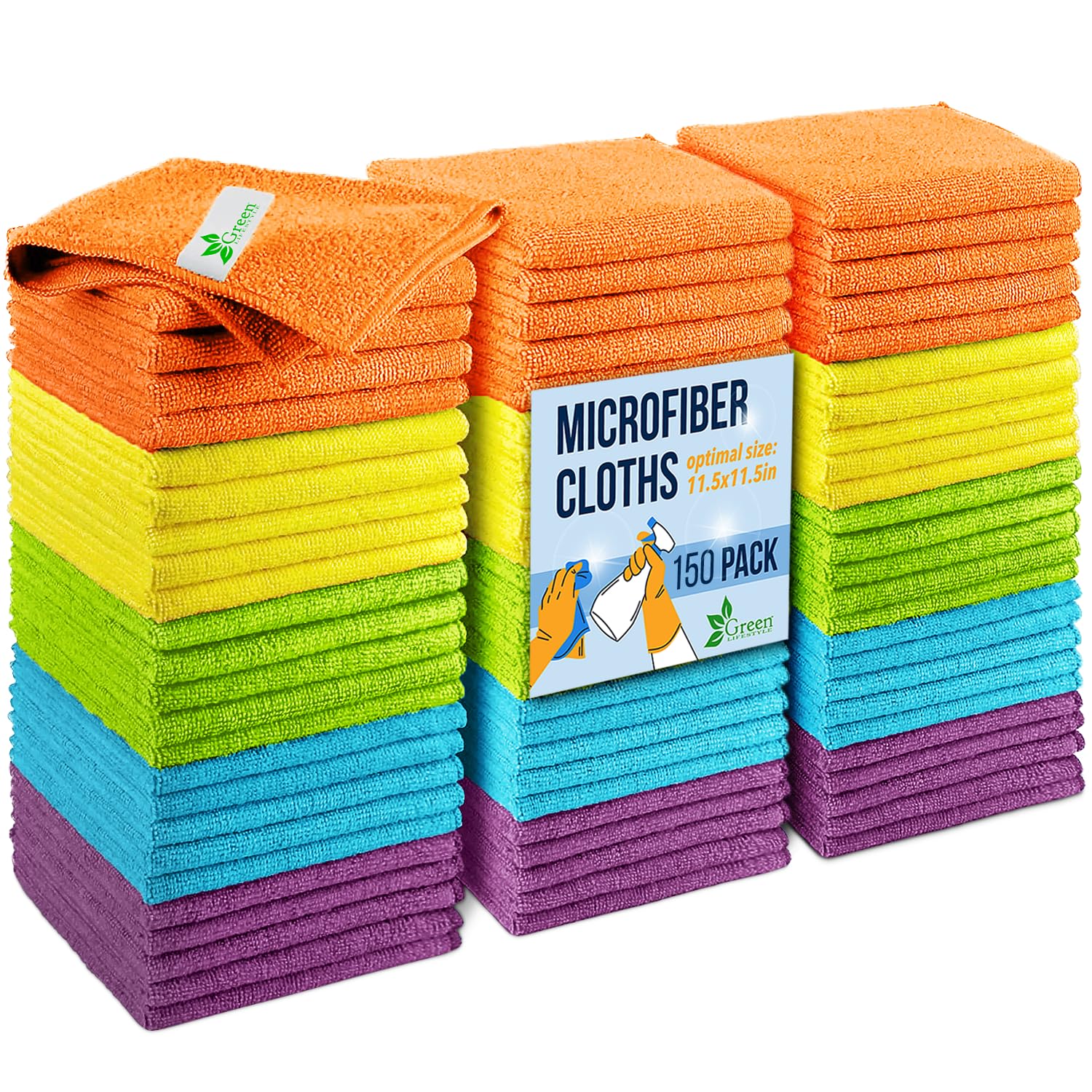 Microfiber Cleaning Cloth 11.5" x 11.5" 150 Pack (150 Count)
