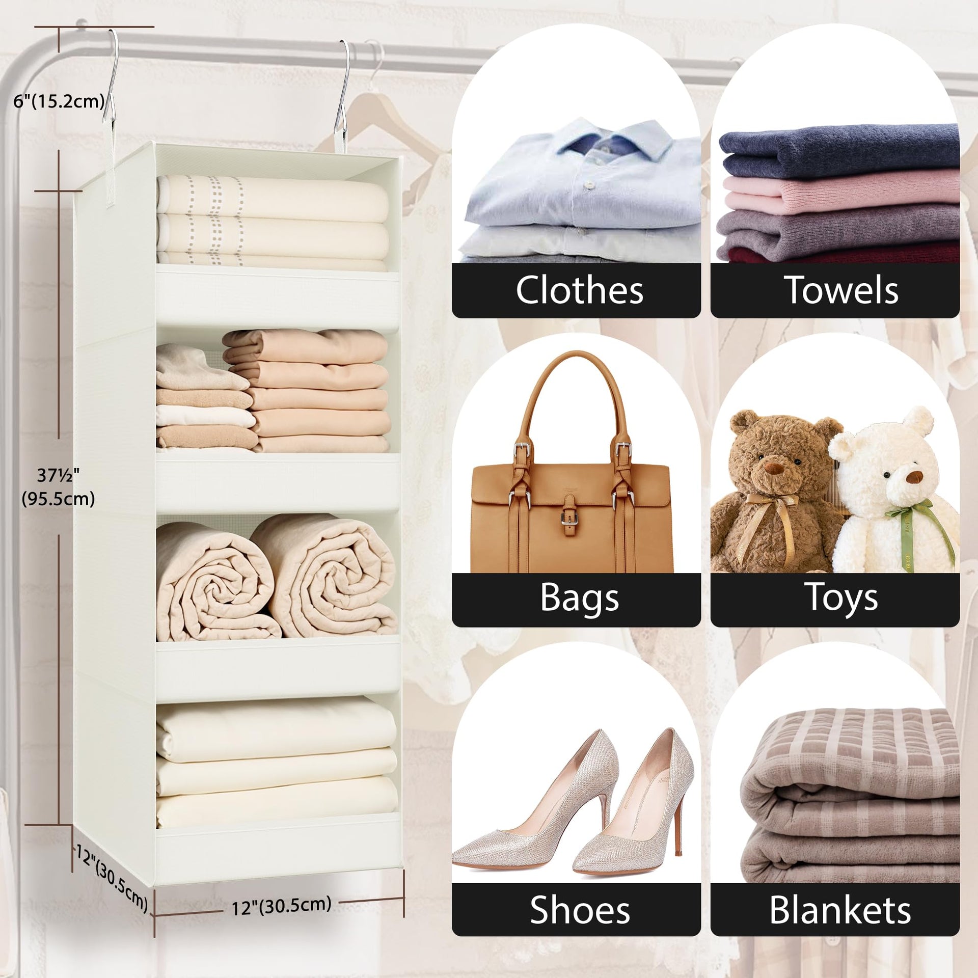 4 Shelf Hanging Closet Organizer