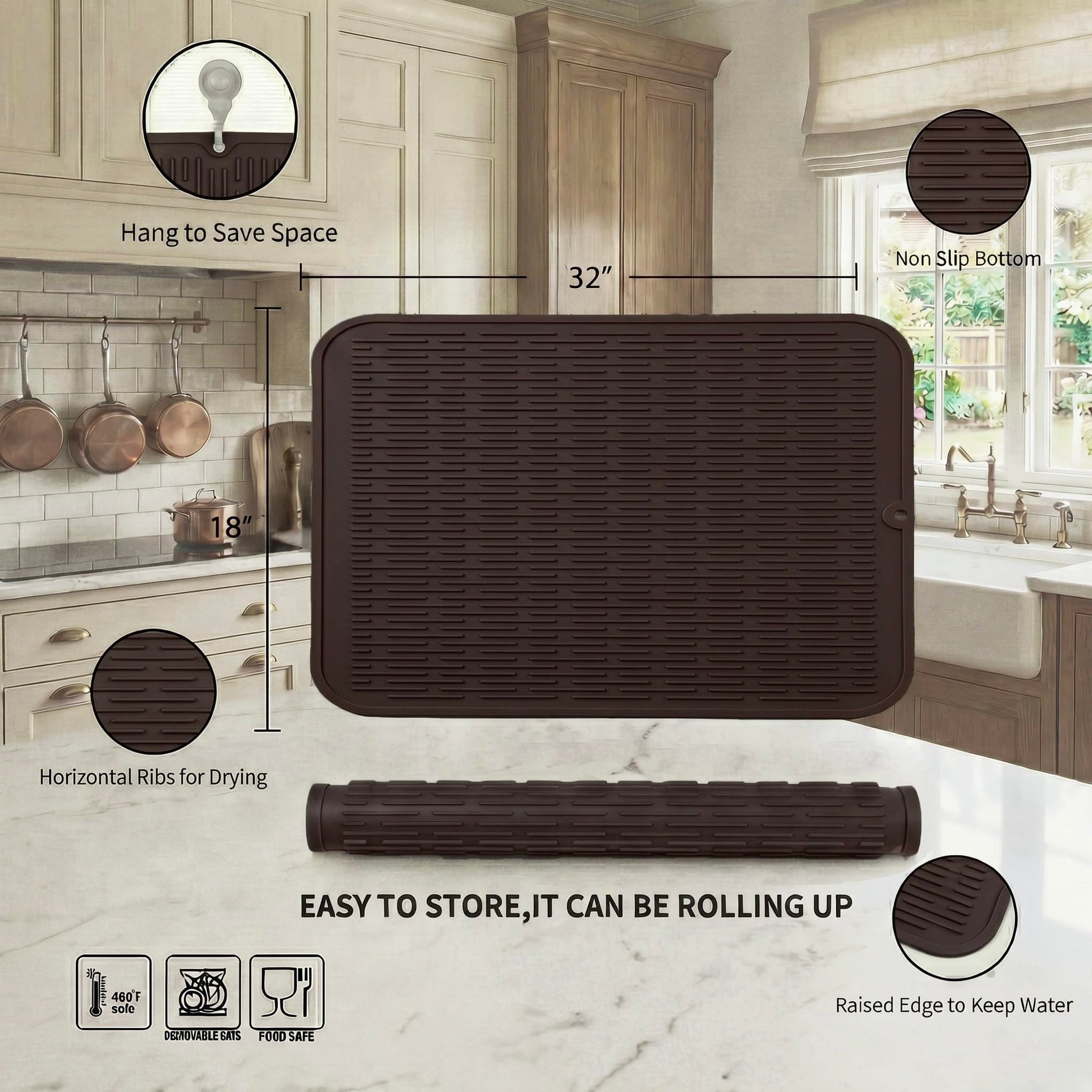 Silicone Dish Drying Mat for Multiple Usage