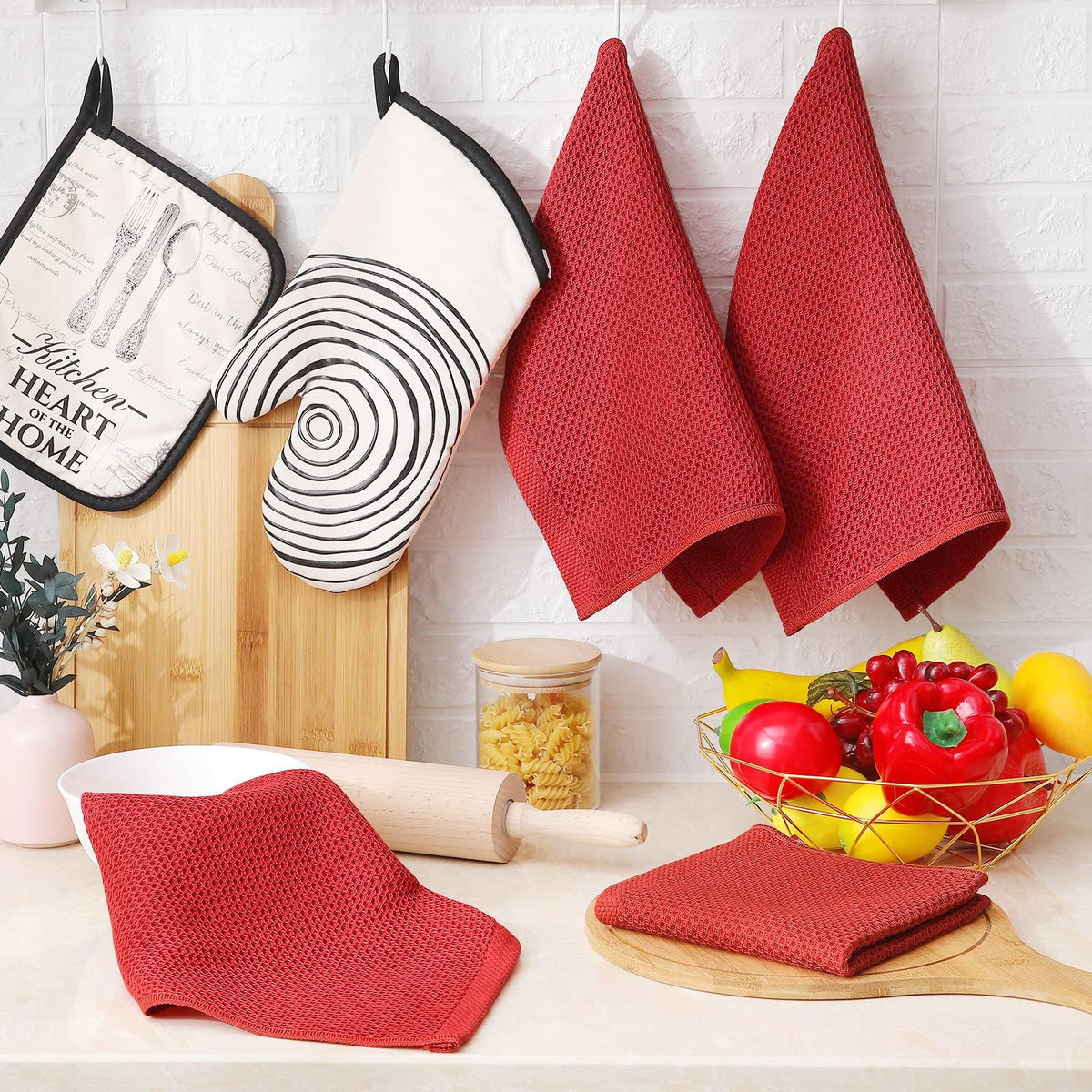 100% Cotton Waffle Weave Kitchen Dish Cloths 6 (6 Count)