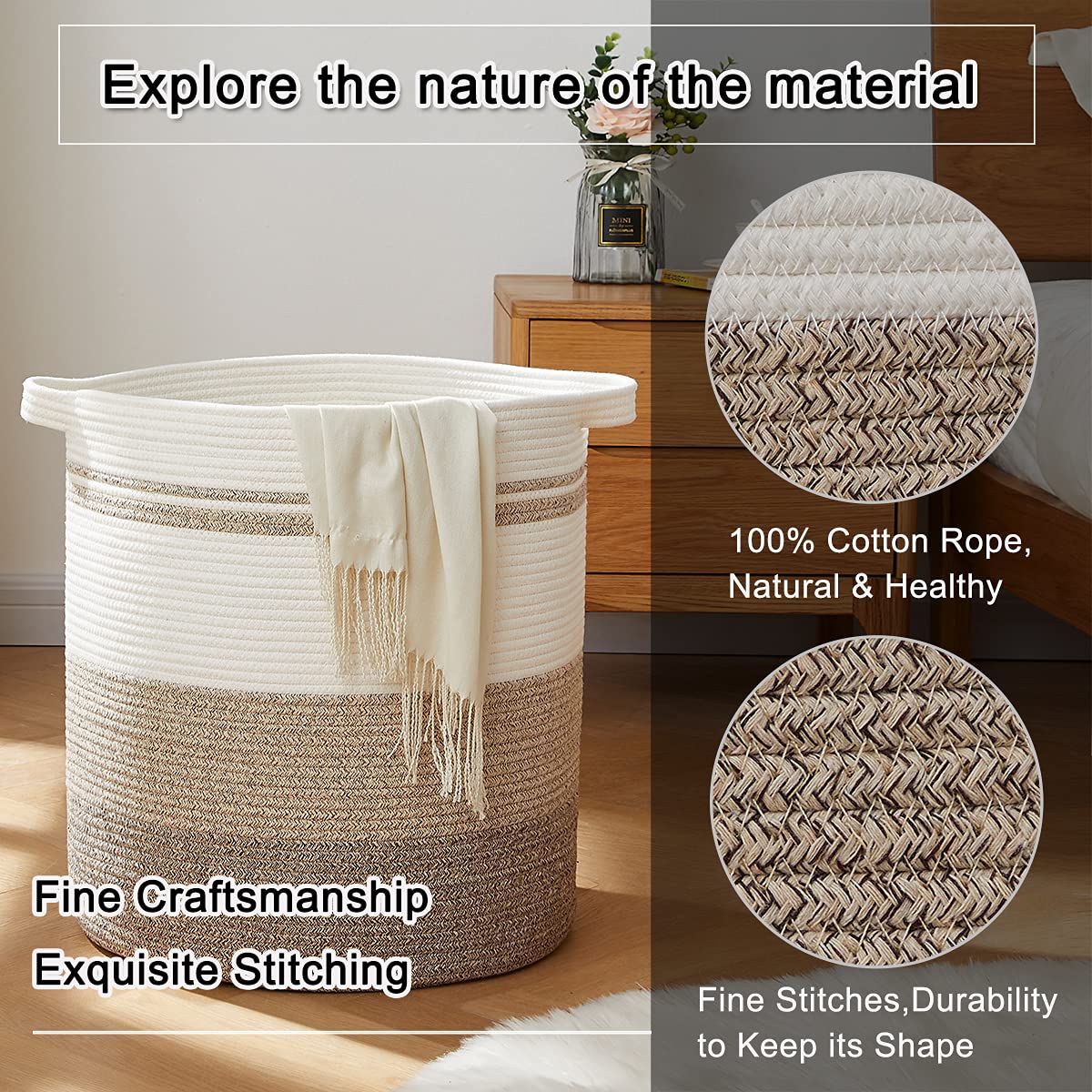 80L Laundry Baskets Hamper with Handles