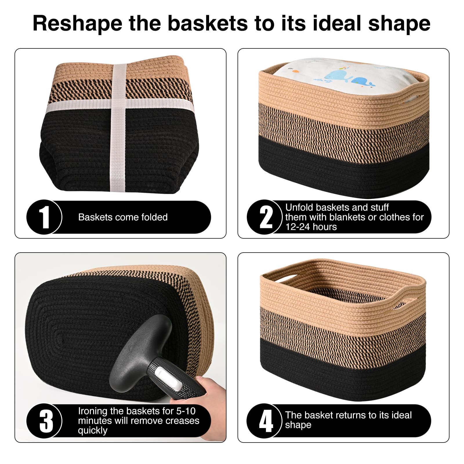 Storage Baskets for Shelves Organizing (4 Count)