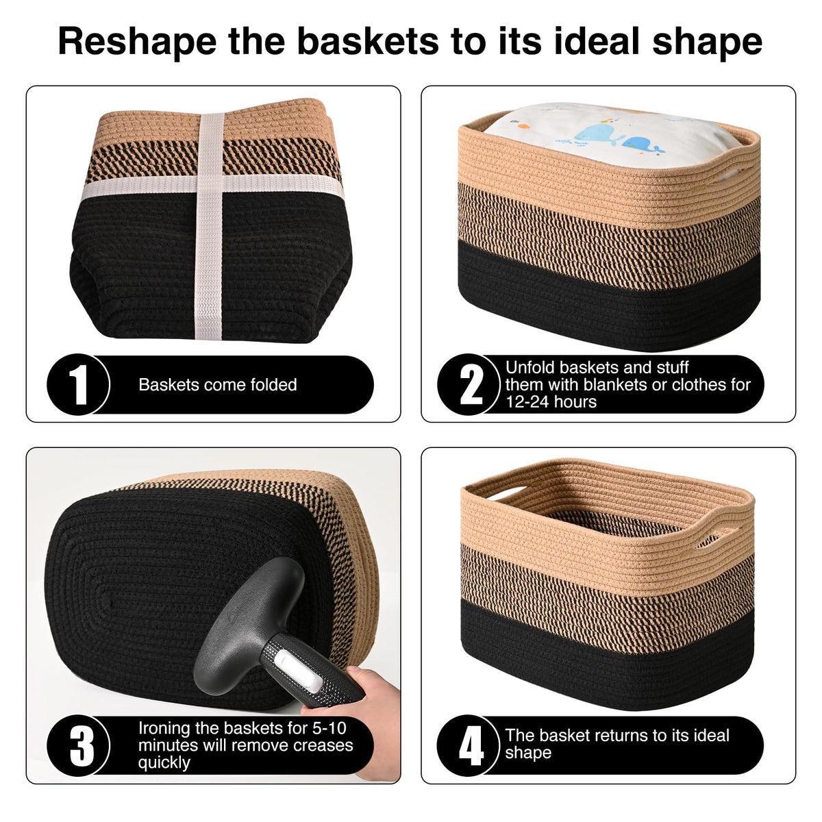 Storage Baskets for Shelves Organizing (4 Count)