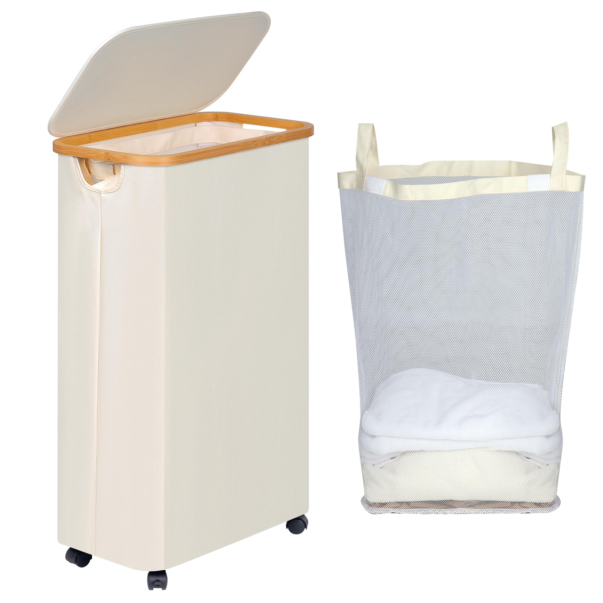 Slim Laundry Hamper with Wheels