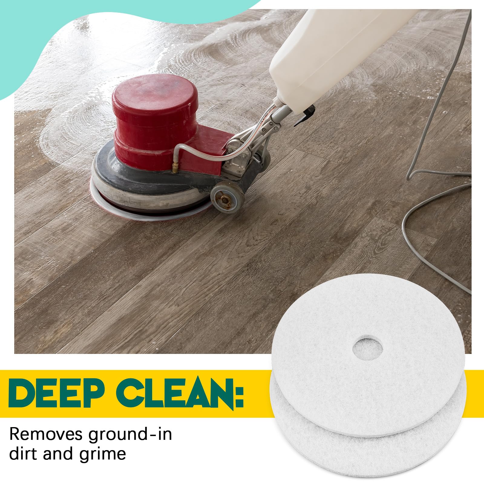 20" White Scrubbing Pads Commercial Cleaning Orbiter Pads (2 Count)