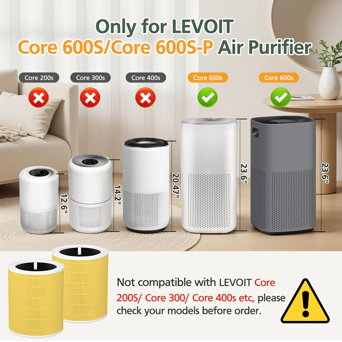 Core 600S Pet Care Filter for LEVOIT Core 600S Core 600S (2 Count)