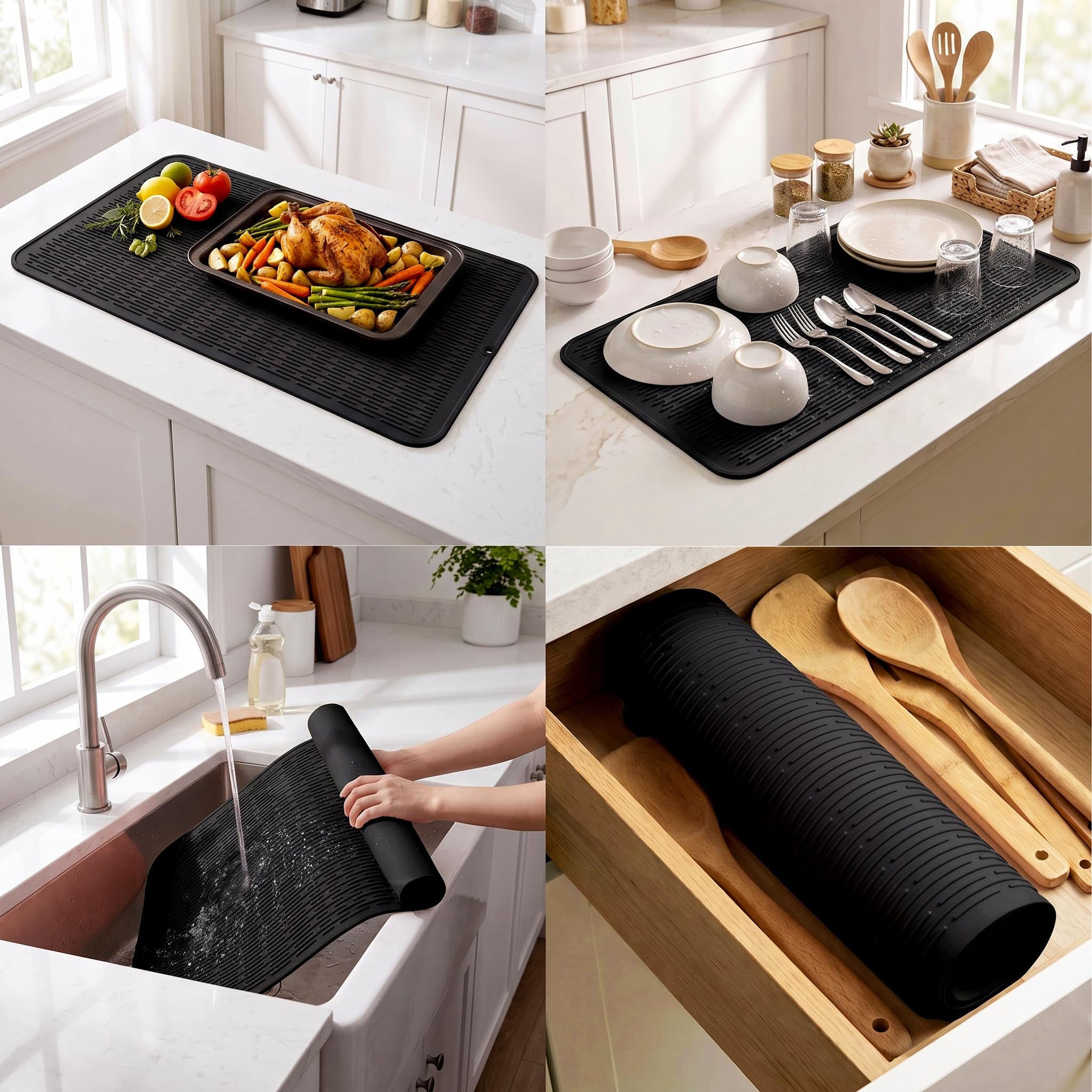 Silicone Dish Drying Mat for Multiple Usage