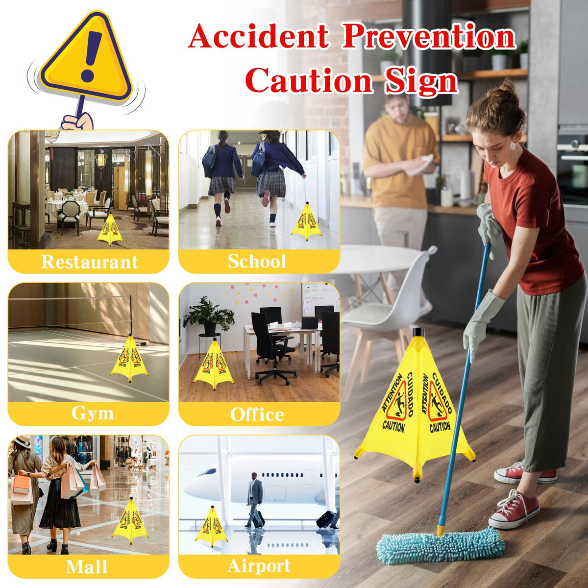 4Packs 20 Inch Wet Floor Signs (4 Count)